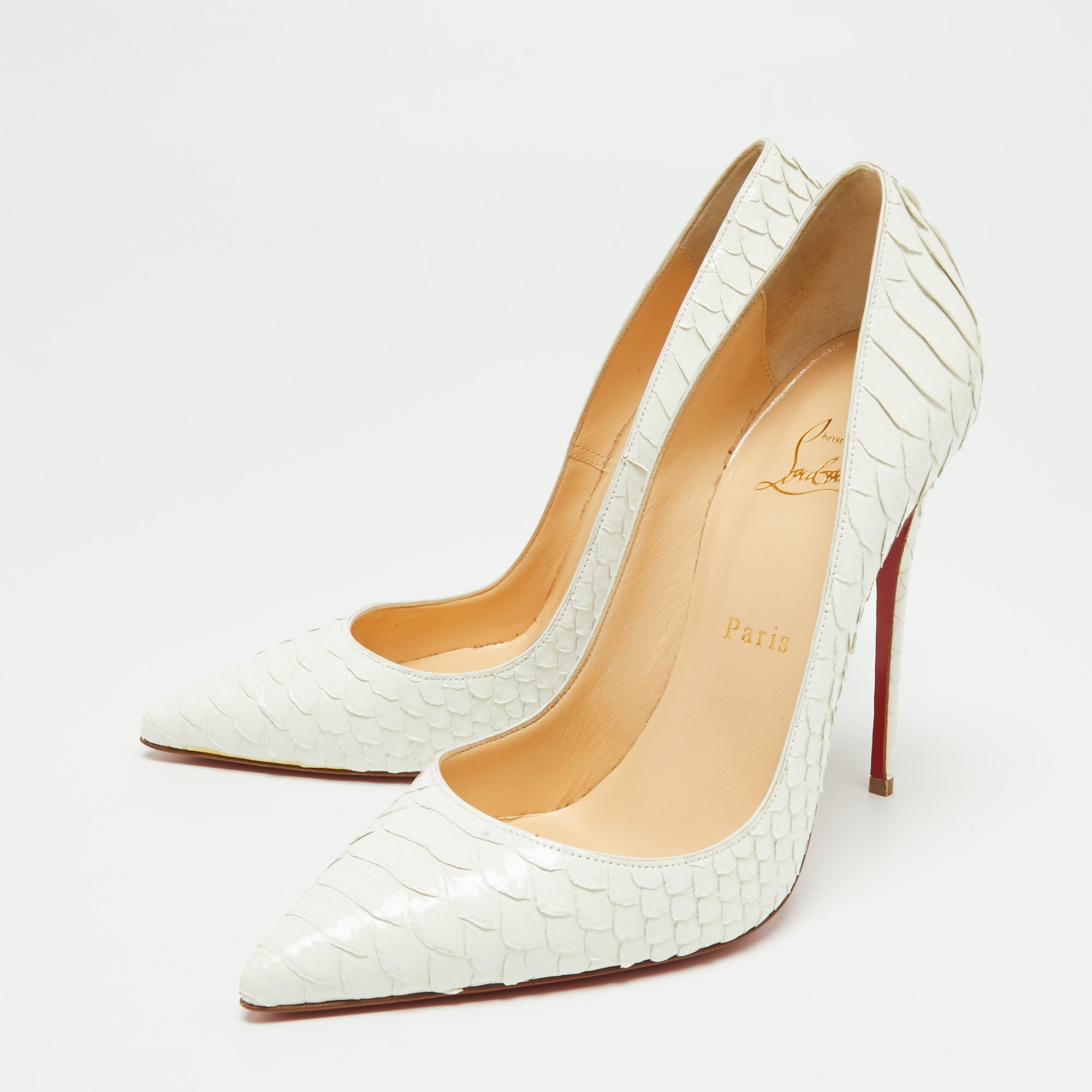 

Christian Louboutin White Python Leather So Kate Pumps Size