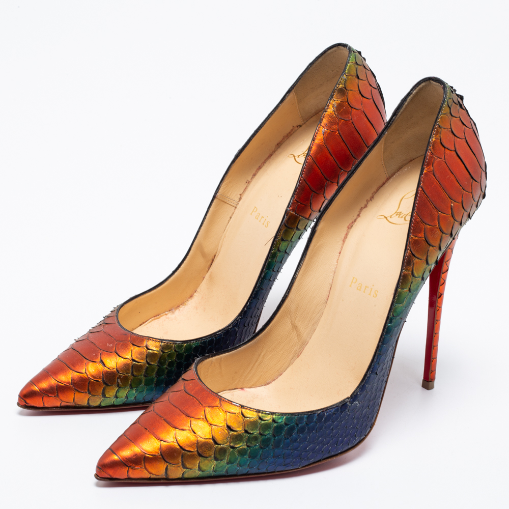 

Christian Louboutin Multicolor Rainbow Python Leather So Kate Pumps Size