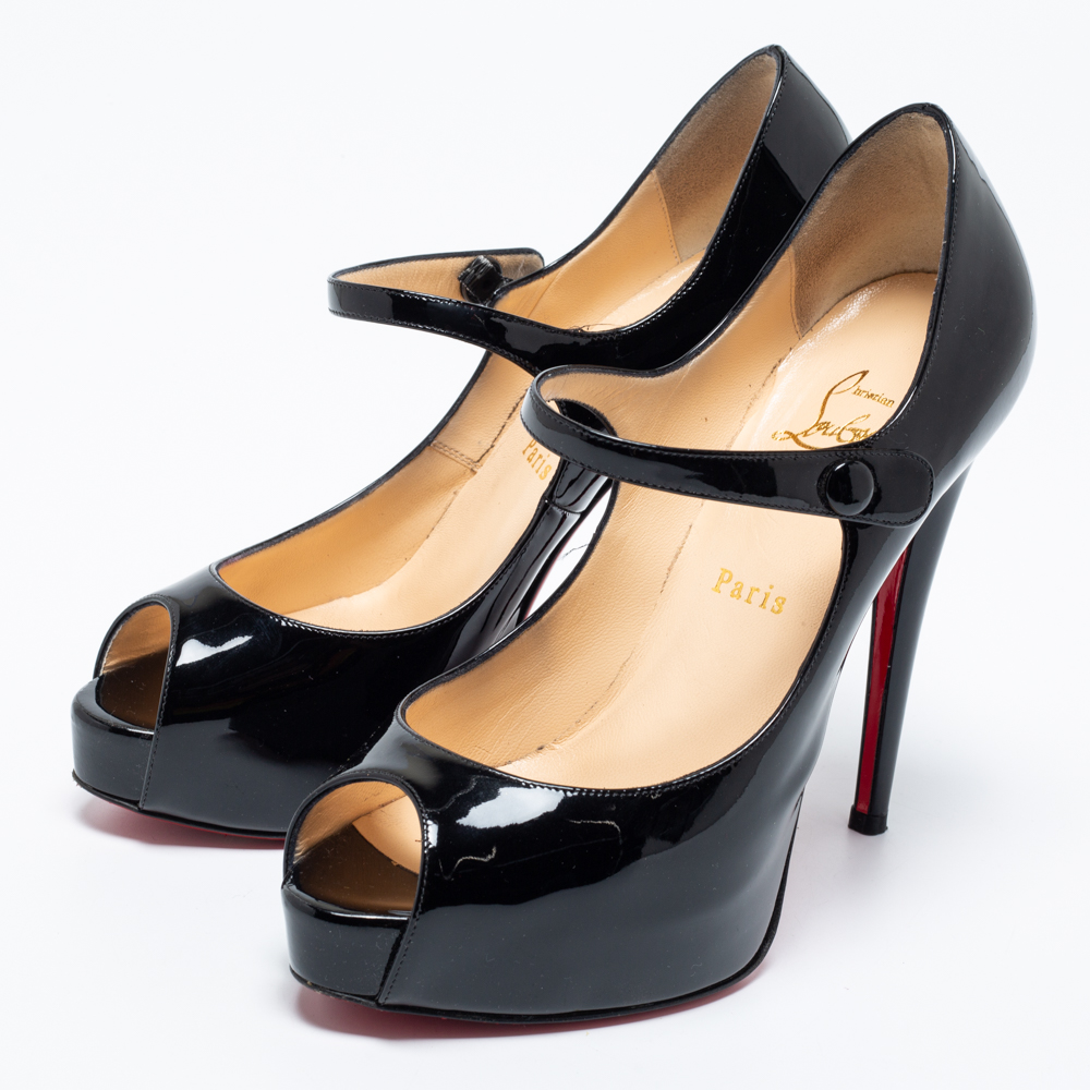 

Christian Louboutin Black Patent Leather Jane Vendome Platform Pumps Size