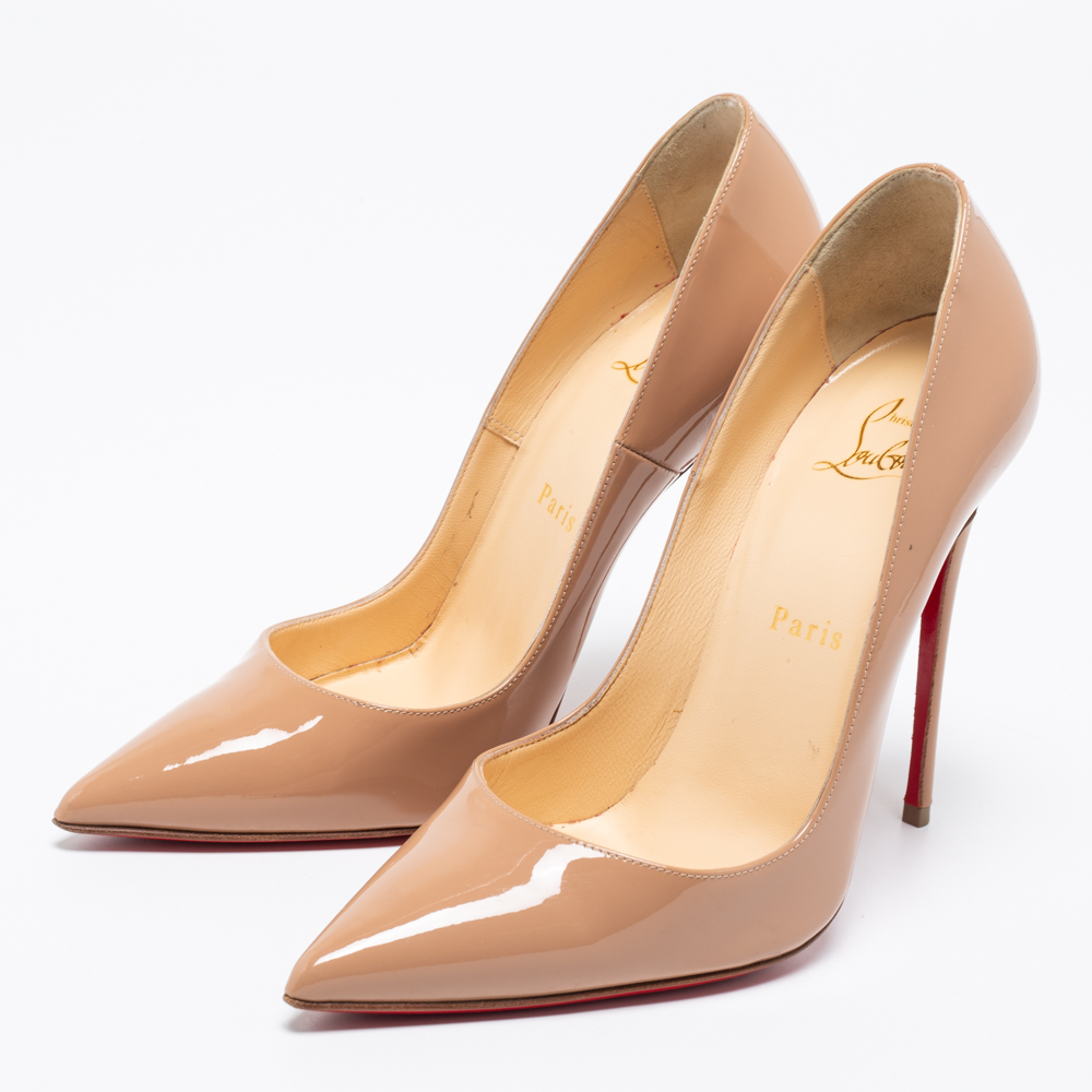 

Christian Louboutin Beige Patent Leather So Kate Pointed Toe Pumps Size