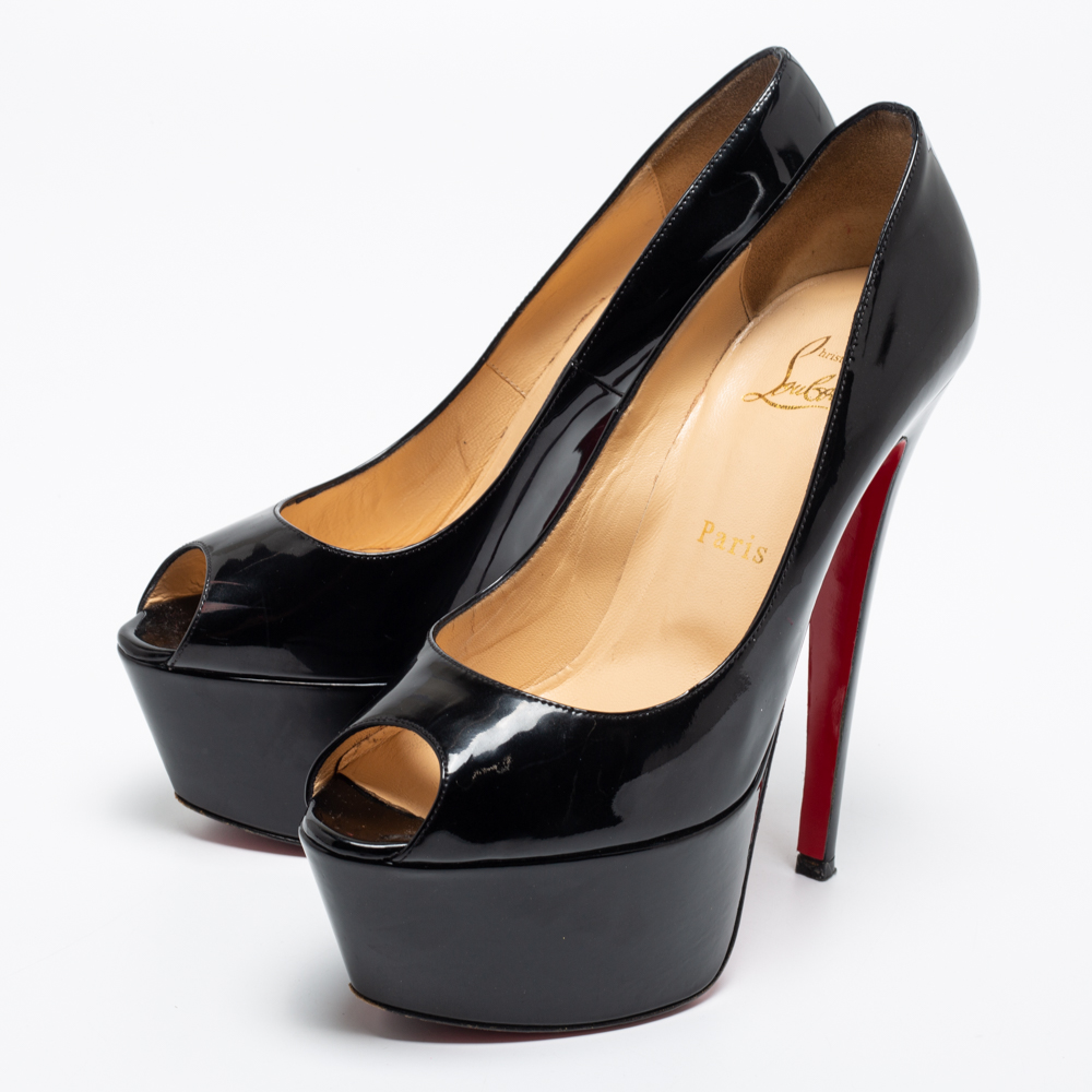 

Christian Louboutin Black Patent Leather Jamie Platform Pumps Size