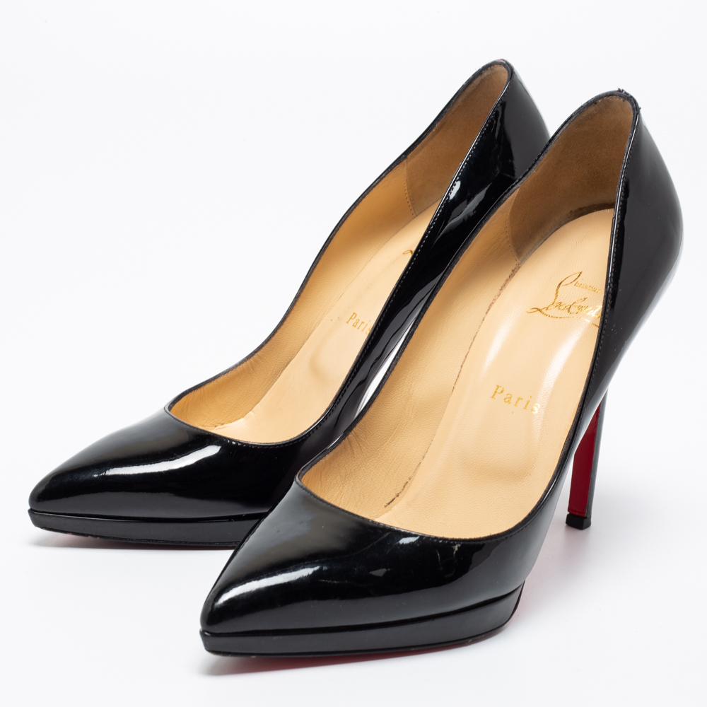 

Christian Louboutin Black Patent Leather Pigalle Plato Platform Pumps Size