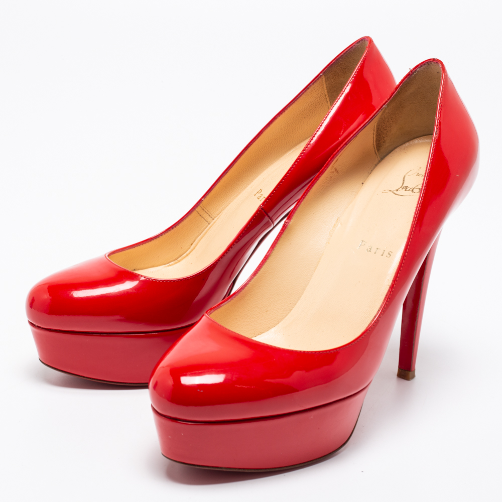 

Christian Louboutin Red Patent Leather Bianca Platform Pumps Size