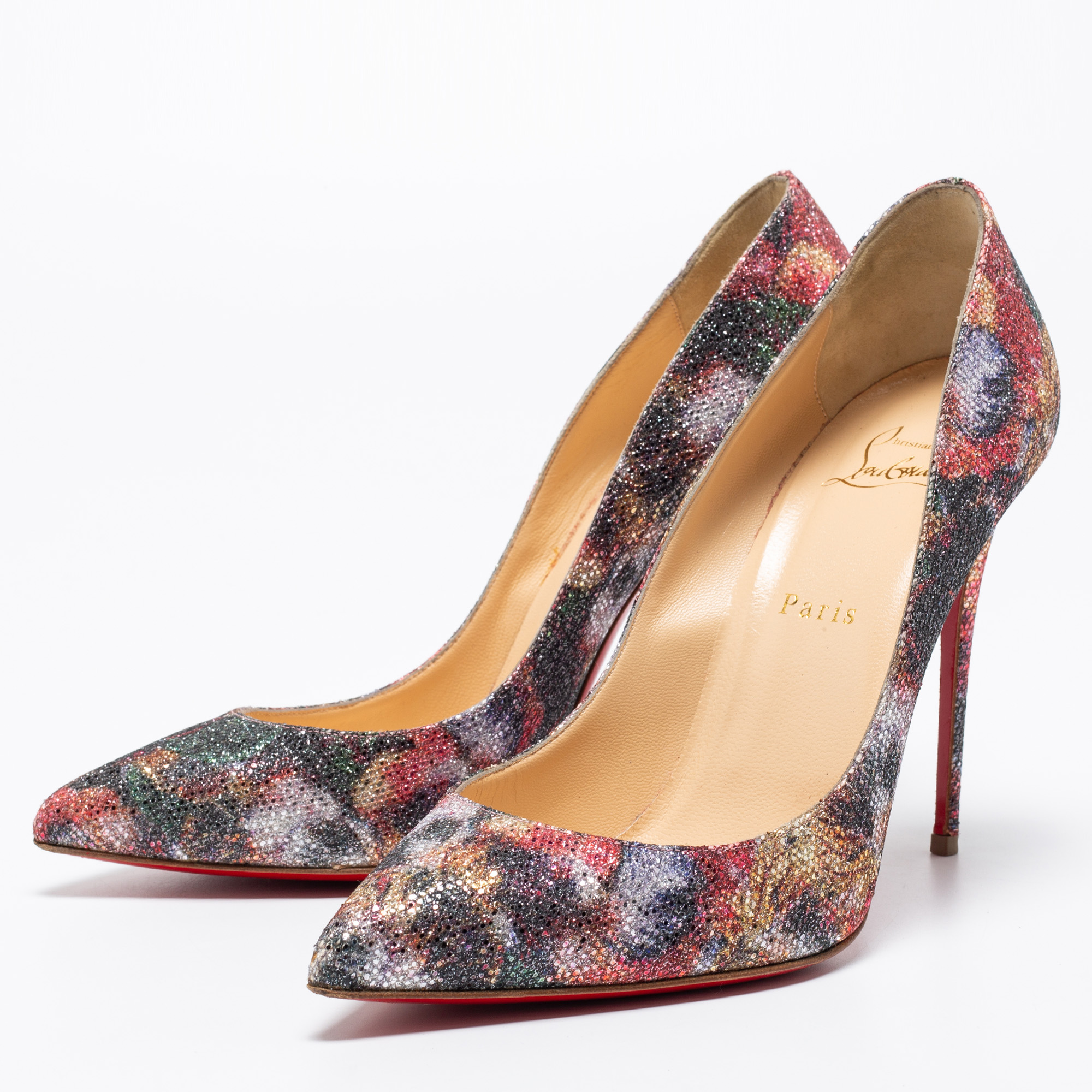 

Christian Louboutin Multicolor Floral Glitter So Kate Pumps Size