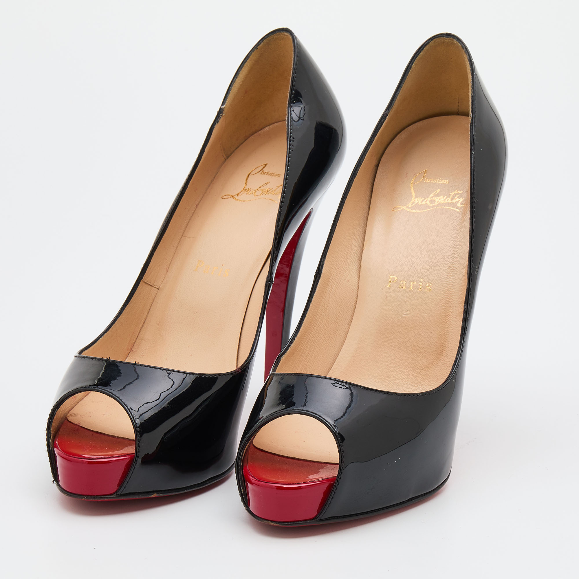 

Christian Louboutin Black Patent Leather Very Prive Platform Pumps Size