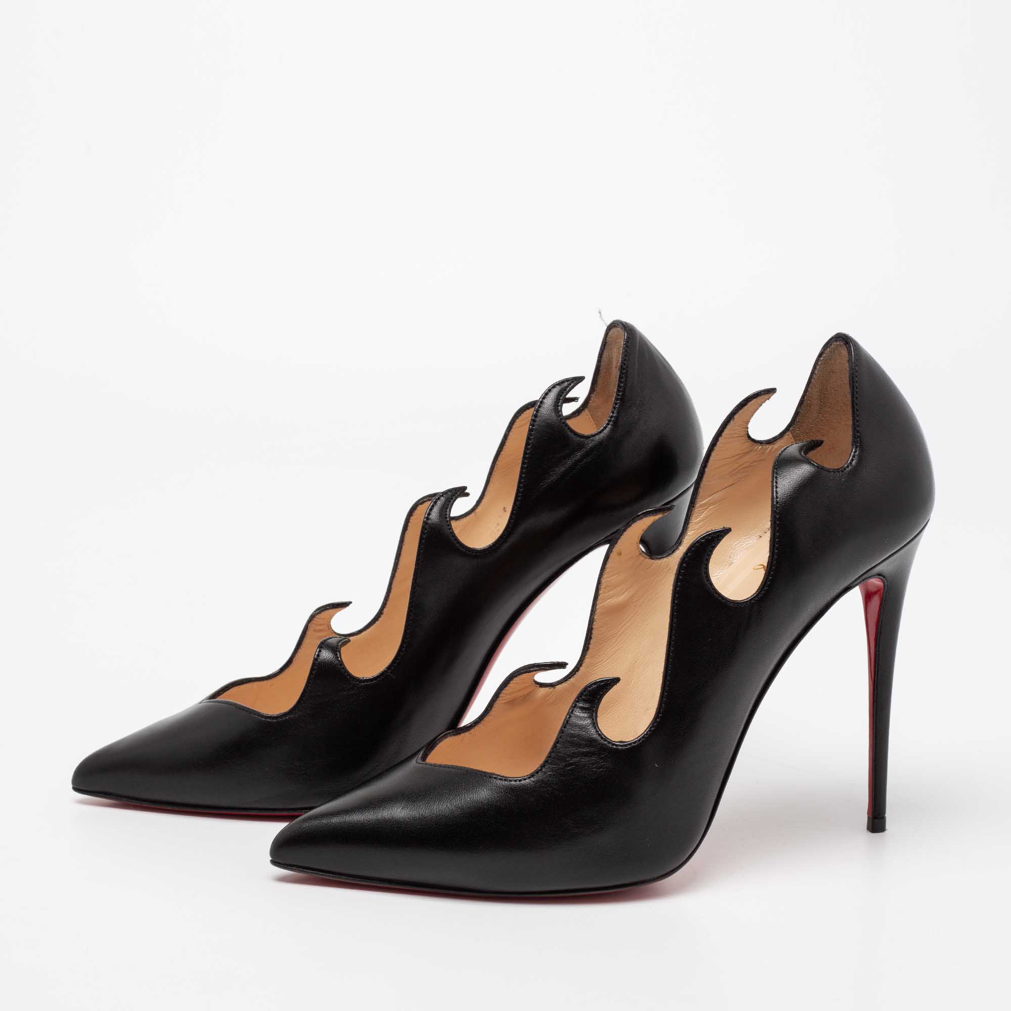 

Christian Louboutin Black Leather Olavague Flame Pumps Size