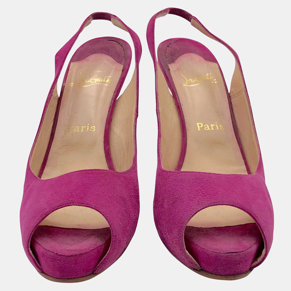 

Christian Louboutin fuchsia suede Very Prive slingback Sandals Size EU, Pink