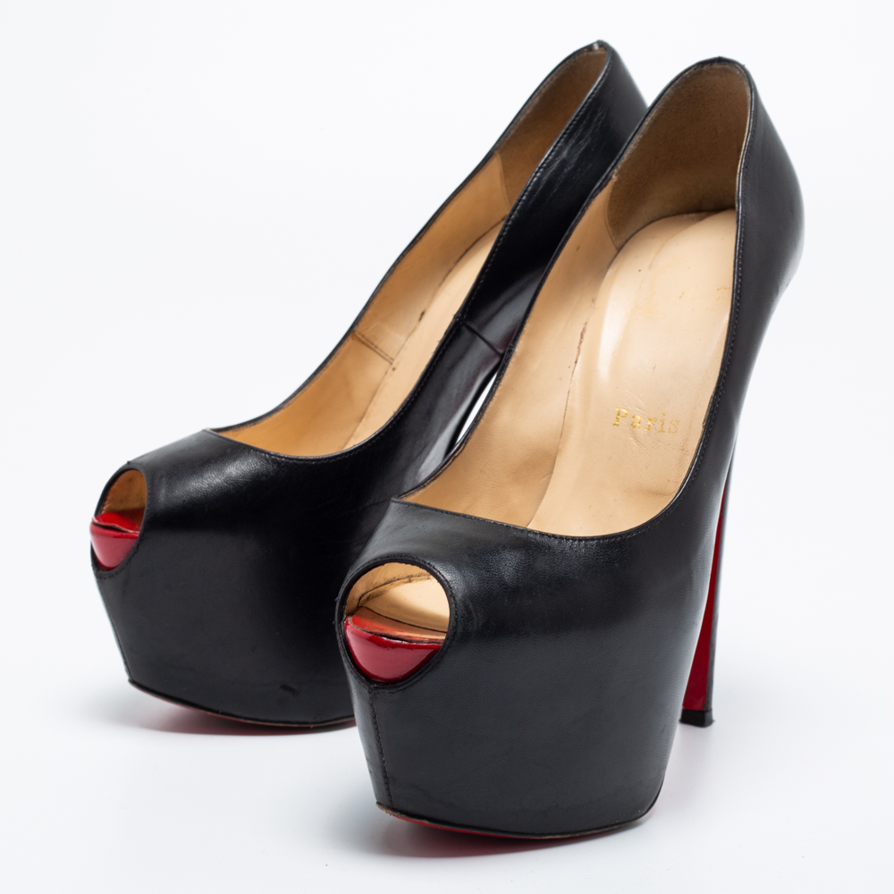 

Christian Louboutin Black Leather Highness Platform Pumps Size