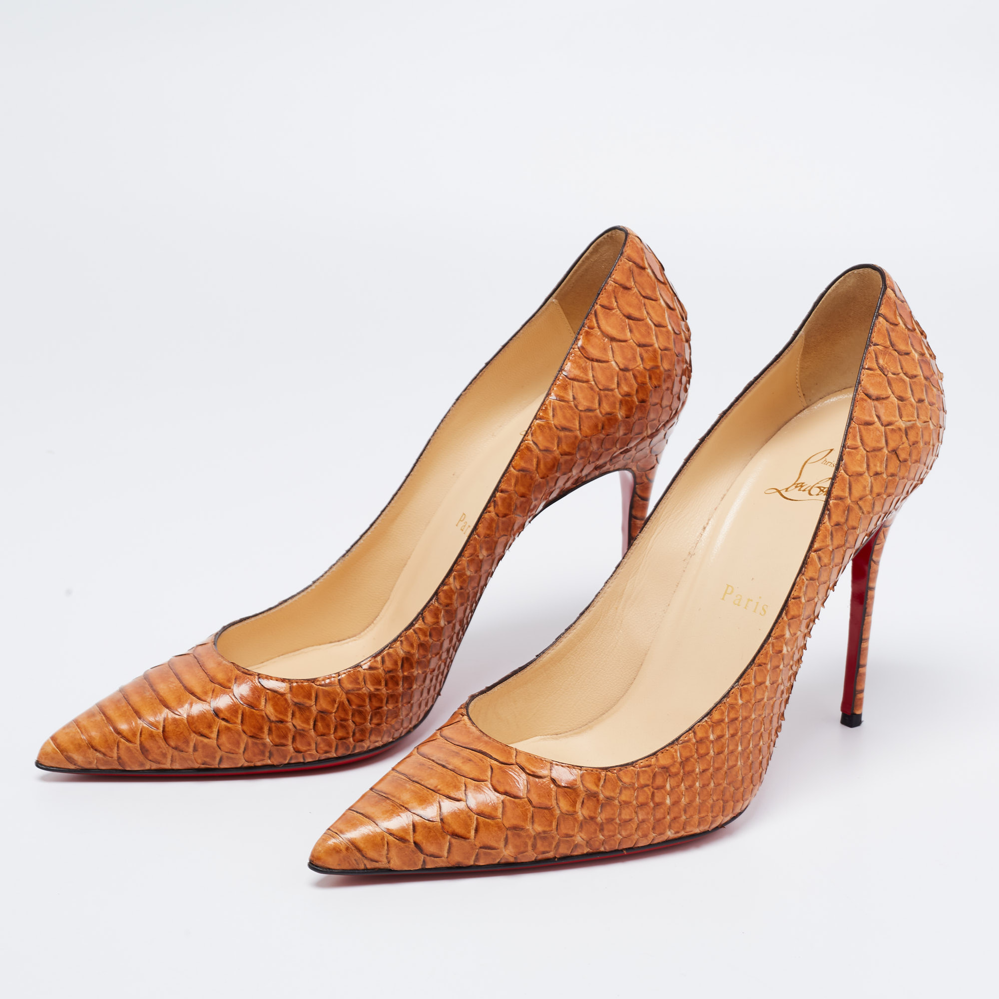 

Christian Louboutin Tan Python Decollete Pointed Toe Pumps Size