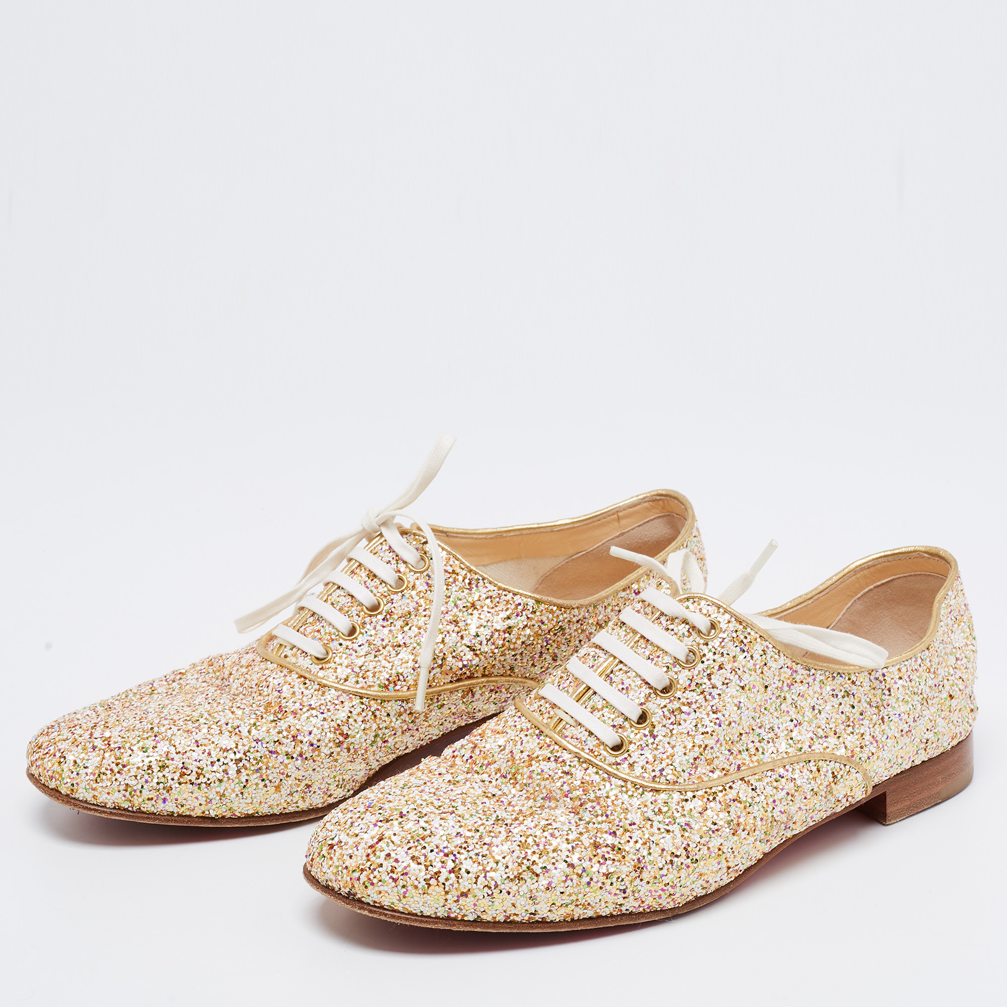 

Christian Louboutin Multicolor Glitter Fred Lace-Up Oxfords Size