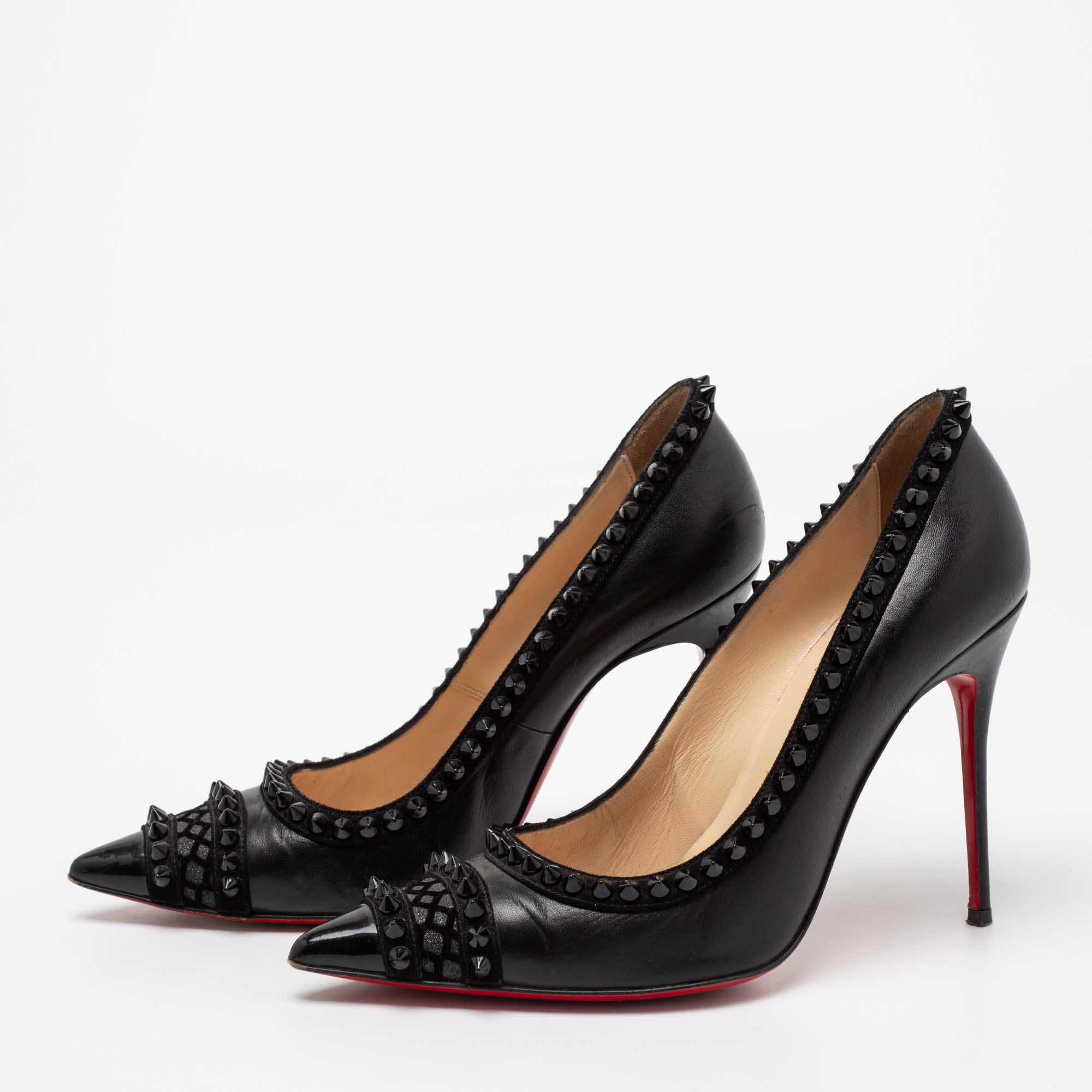 

Christian Louboutin Black Suede Trim, Patent and Leather Malabar Hill Pumps Size
