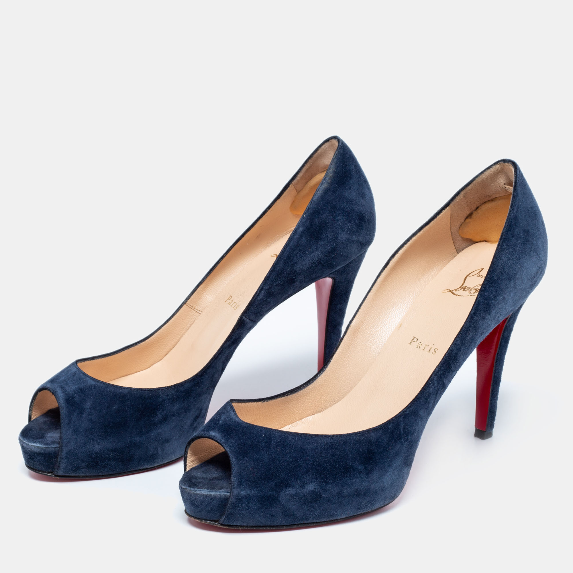 

Christian Louboutin Blue Suede New Prive Pumps Size