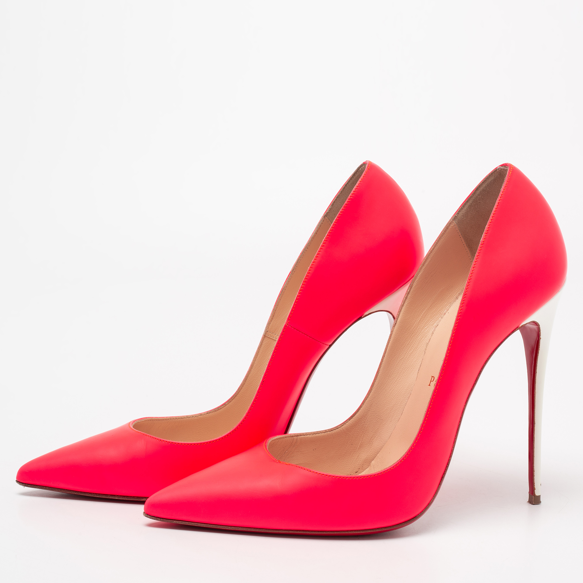 

Christian Louboutin Neon Hot Pink Leather So Kate Pumps Size