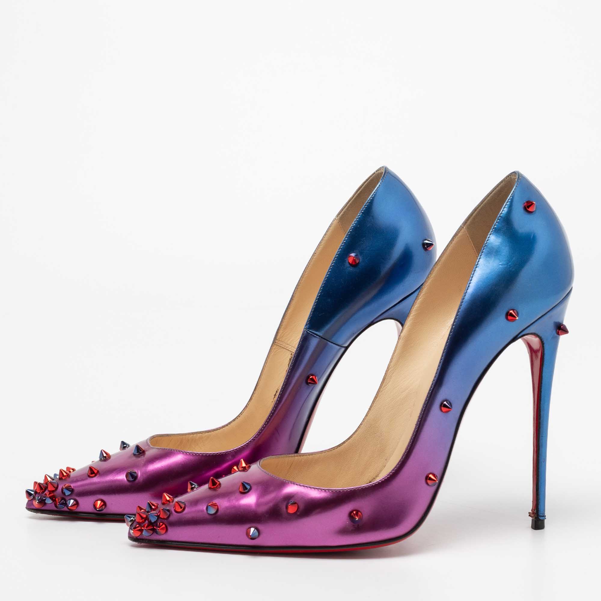 

Christian Louboutin Ombre Leather Degraspike Pointed Toe Pumps Size, Purple