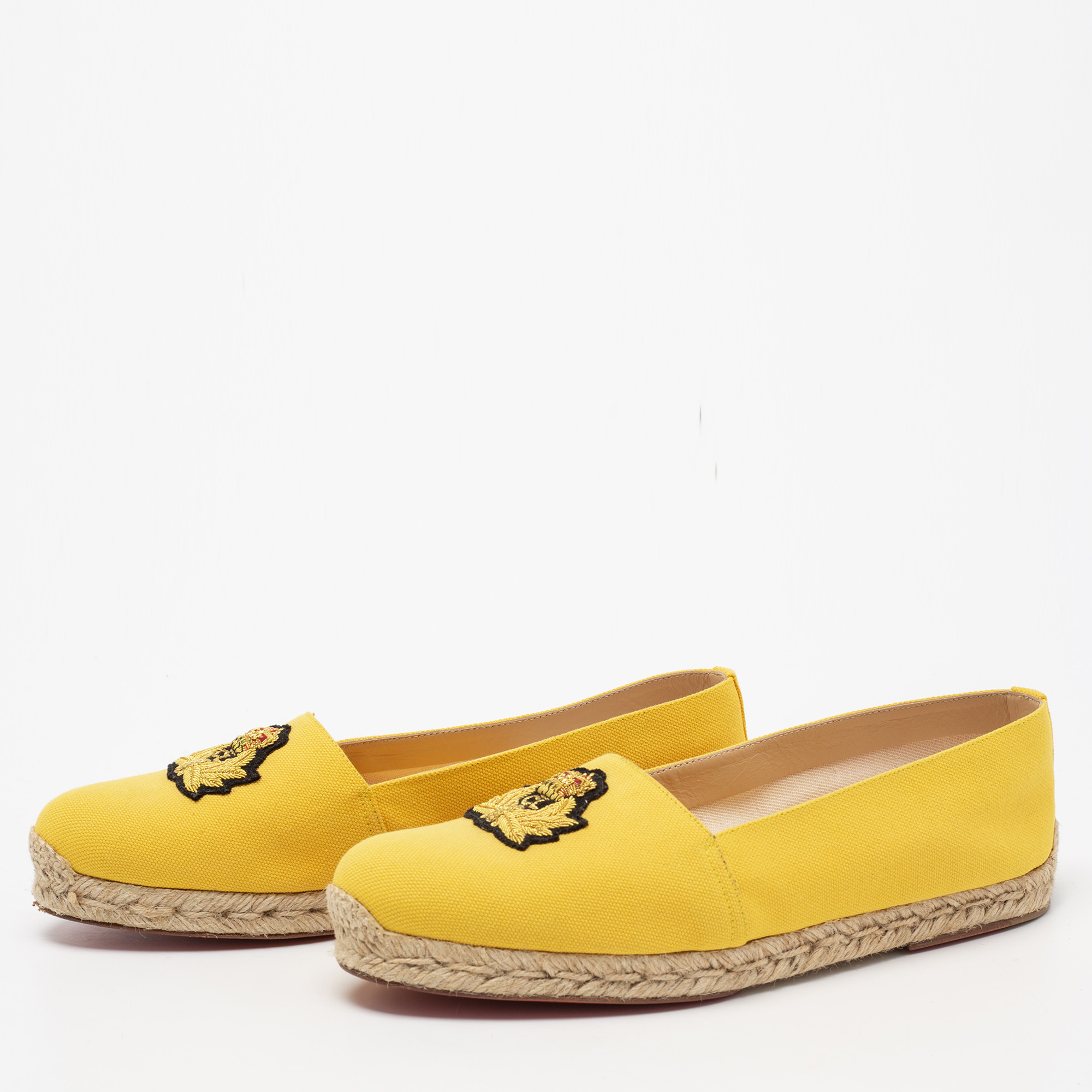 

Christian Louboutin Yellow Caraibes Canvas Galia Espadrille Flats Size