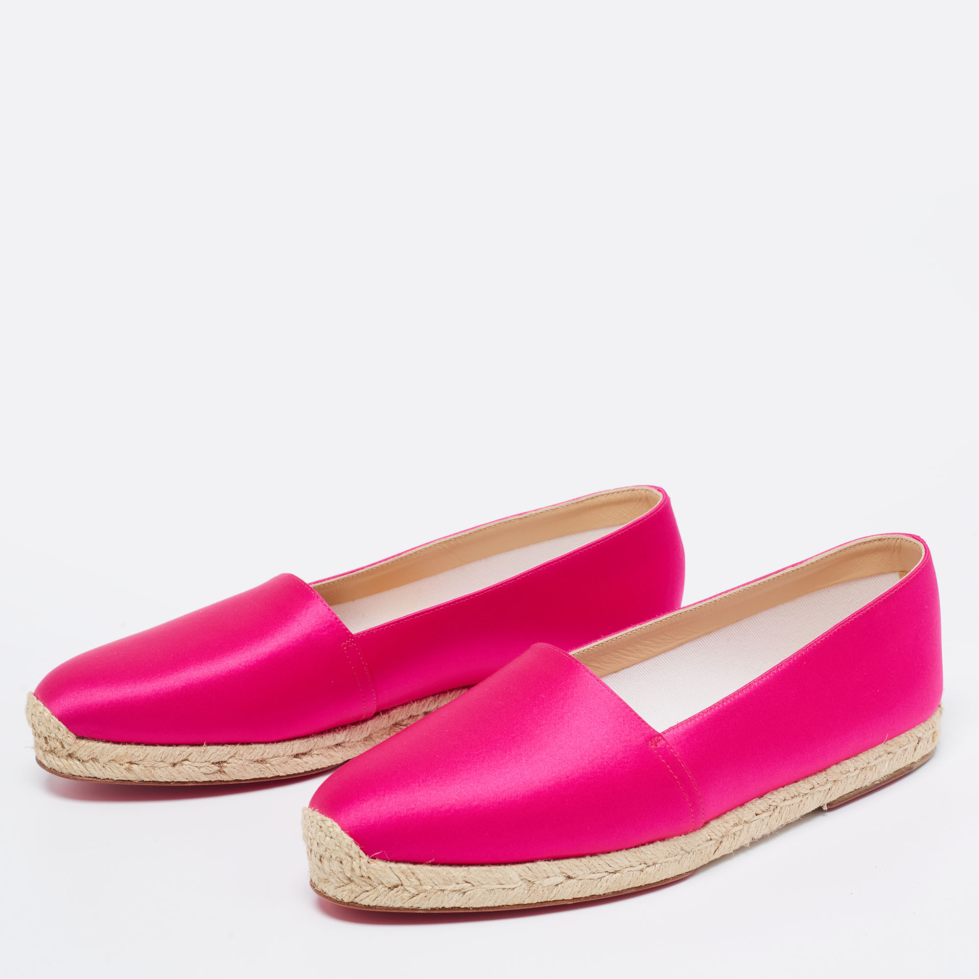 

Christian Louboutin Pink Satin Espachica 20 Espadrille Flats Size