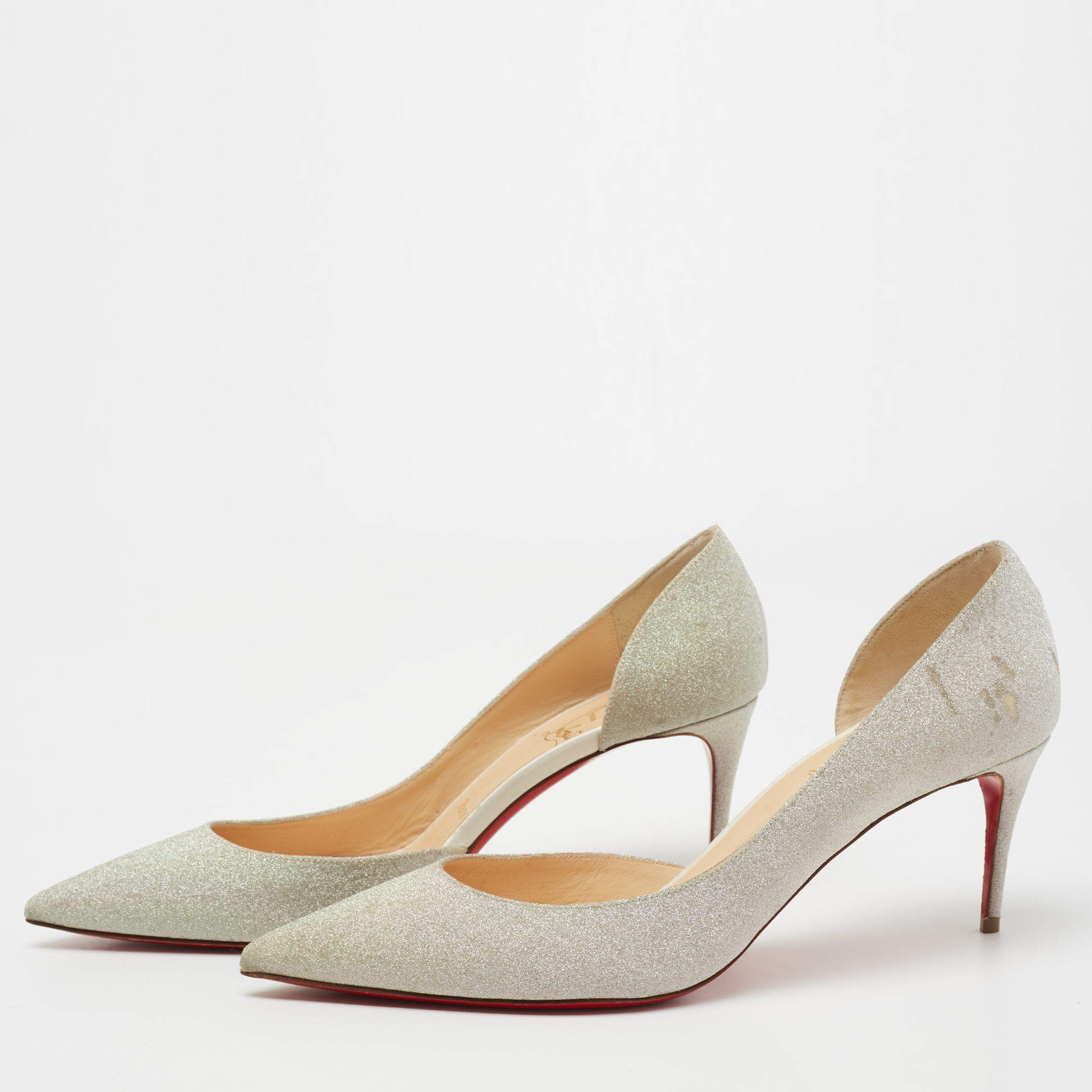 

Christian Louboutin Silver Glitter Iriza Pumps Size