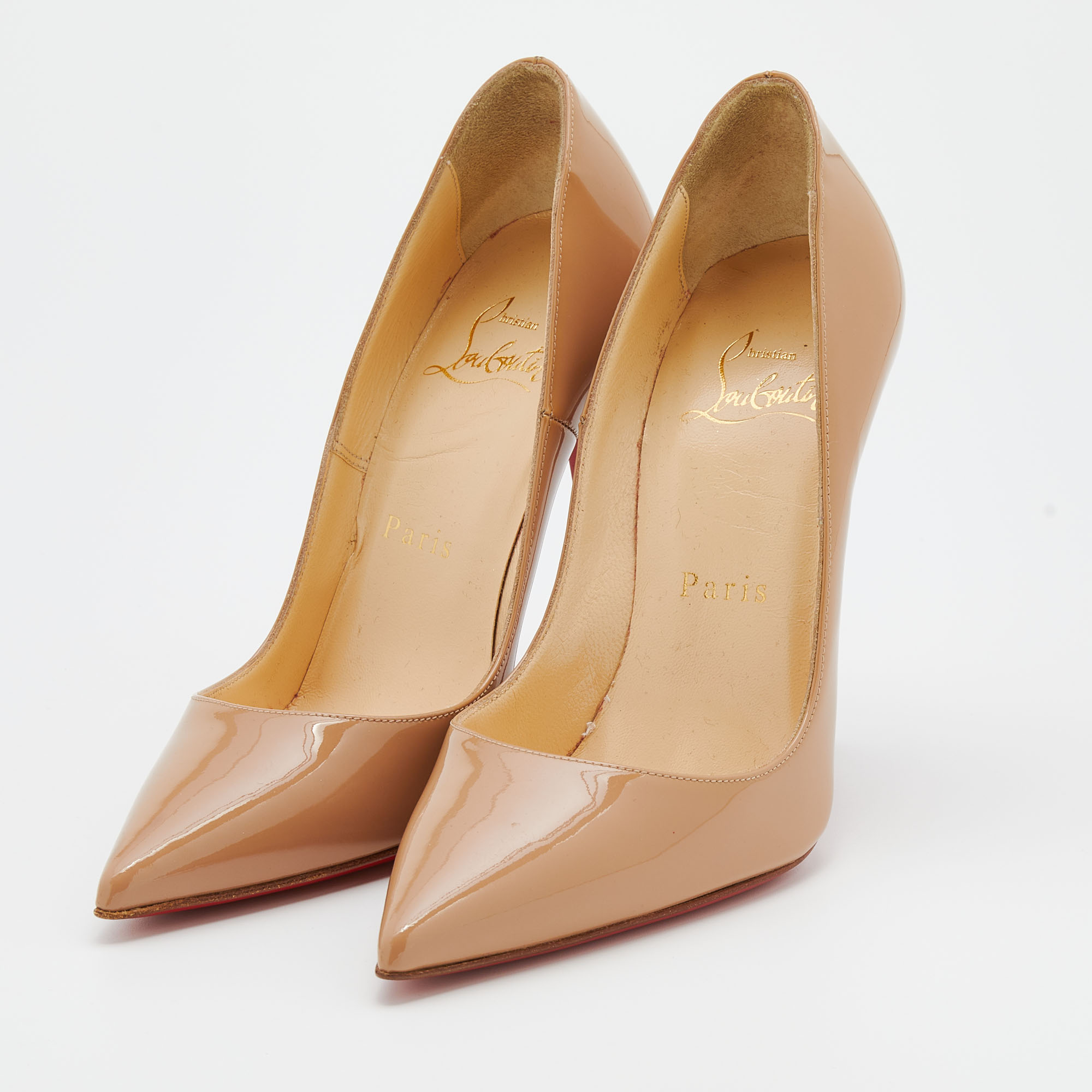 

Christian Louboutin Beige Patent Leather So Kate Pumps Size