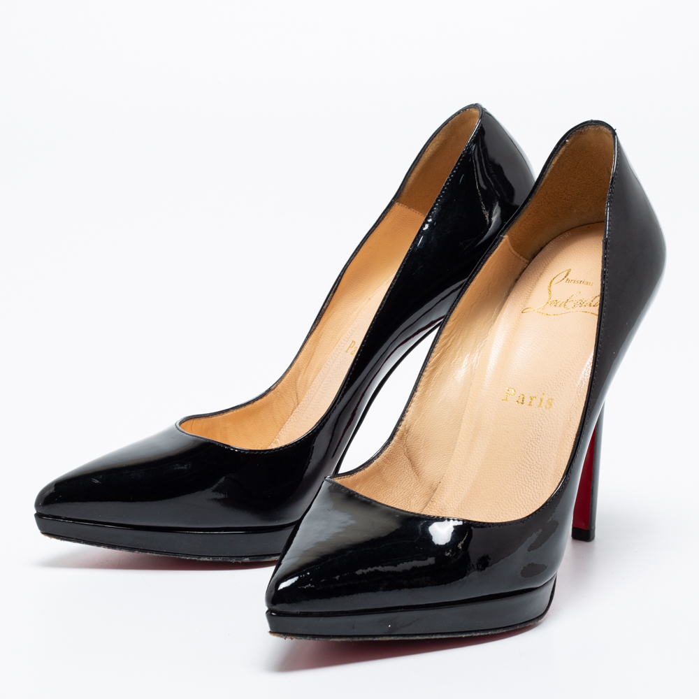 

Christian Louboutin Black Patent Leather Pigalle Plato Platform Pumps Size