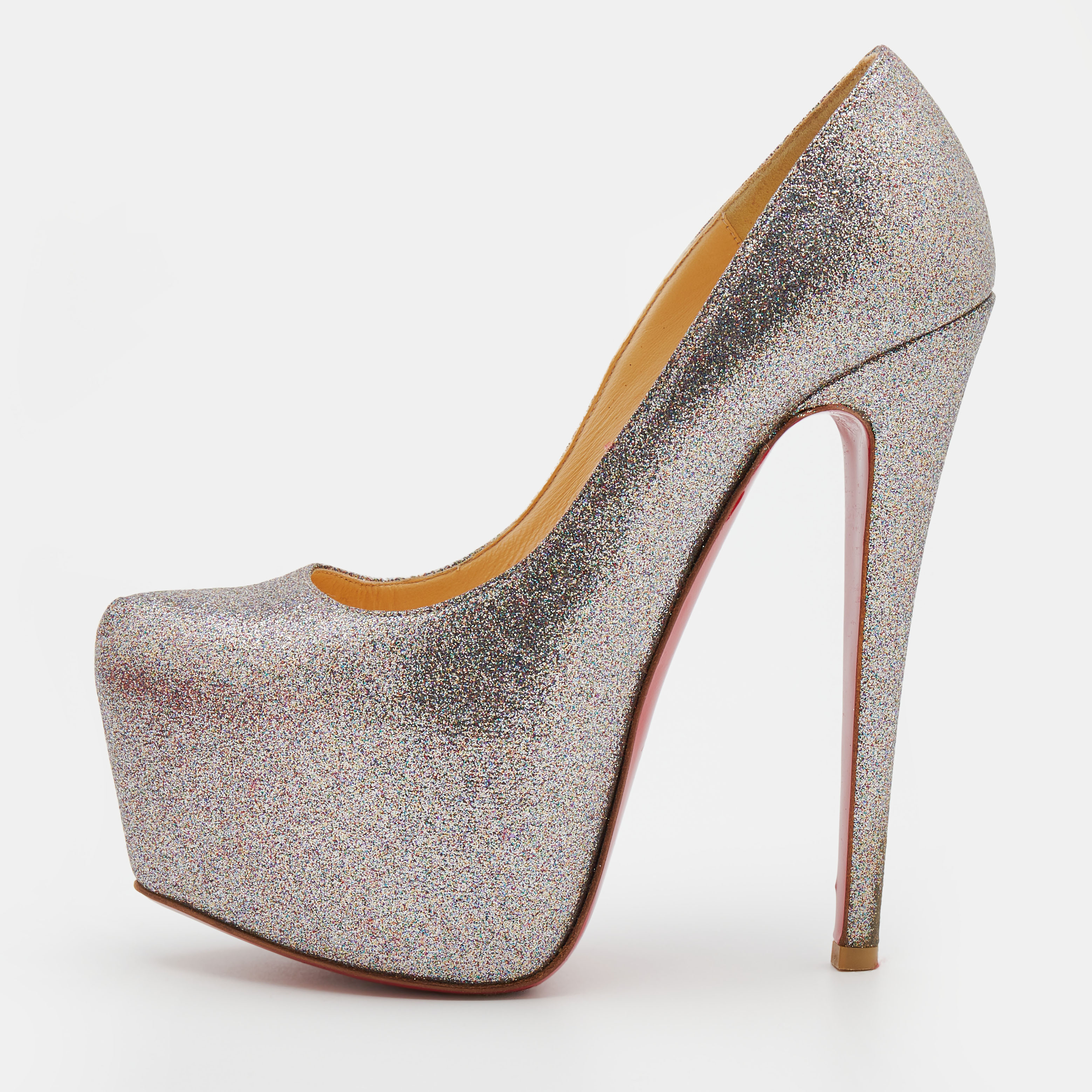 

Christian Louboutin Multicolor Glitter Daffodile Platform Pumps Size