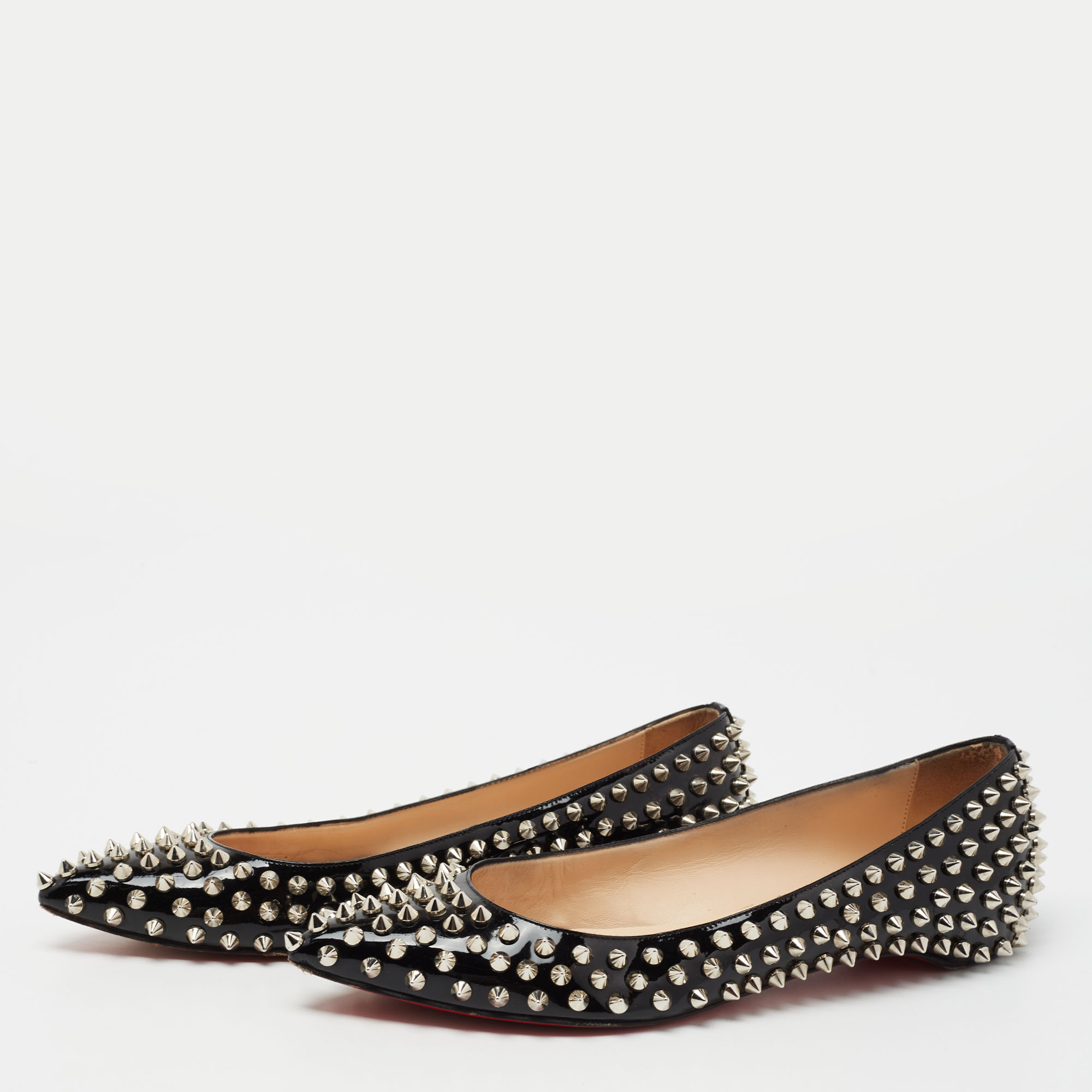 

Christian Louboutin Black Patent Leather Pigalle Spikes Ballet Flats Size