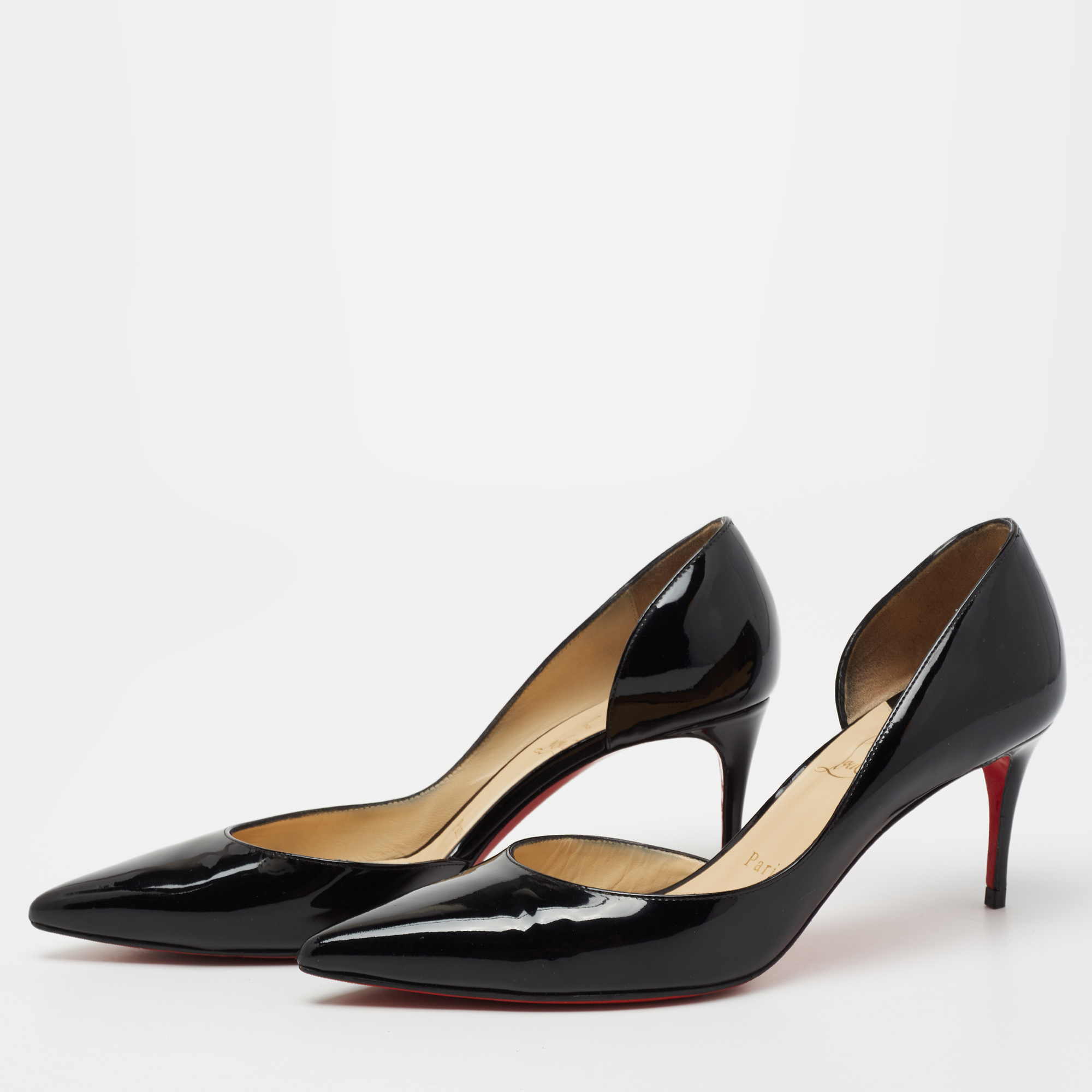 

Christian Louboutin Black Patent Leather Iriza Pointed Toe D'orsay Pumps Size