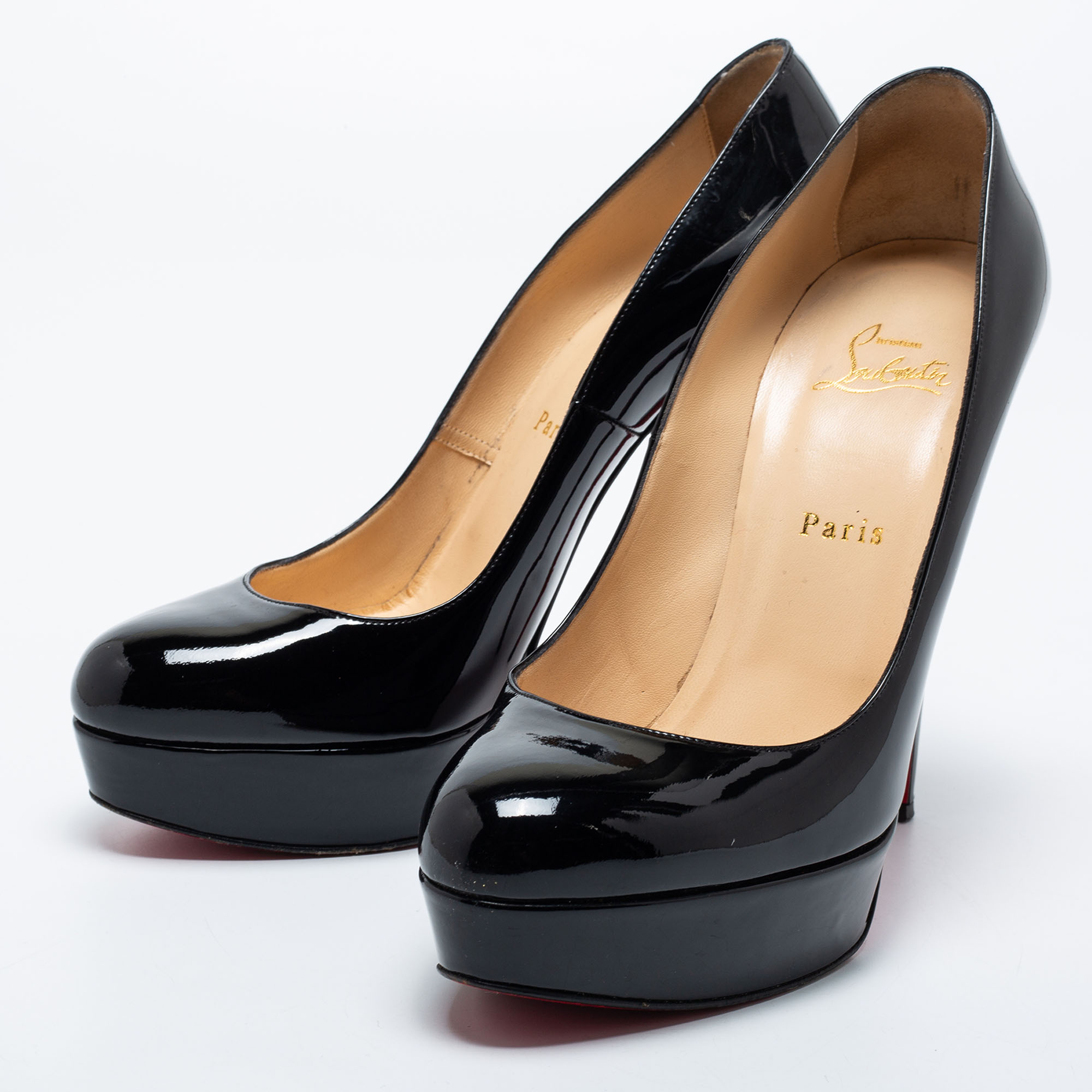 

Christian Louboutin Black Patent Leather Bianca Platform Pumps Size