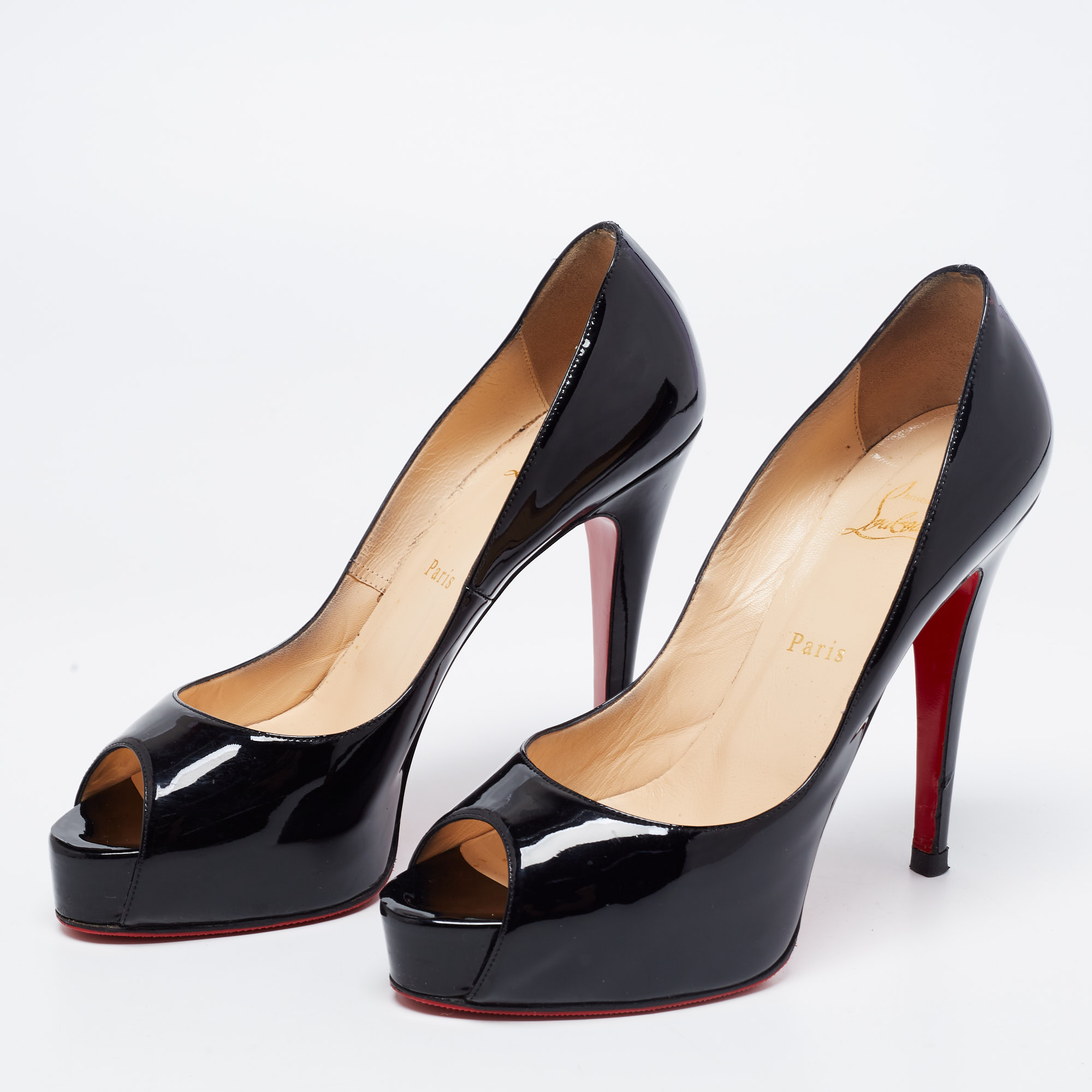 

Christian Louboutin Black Patent Leather Hyper Prive Pumps Size