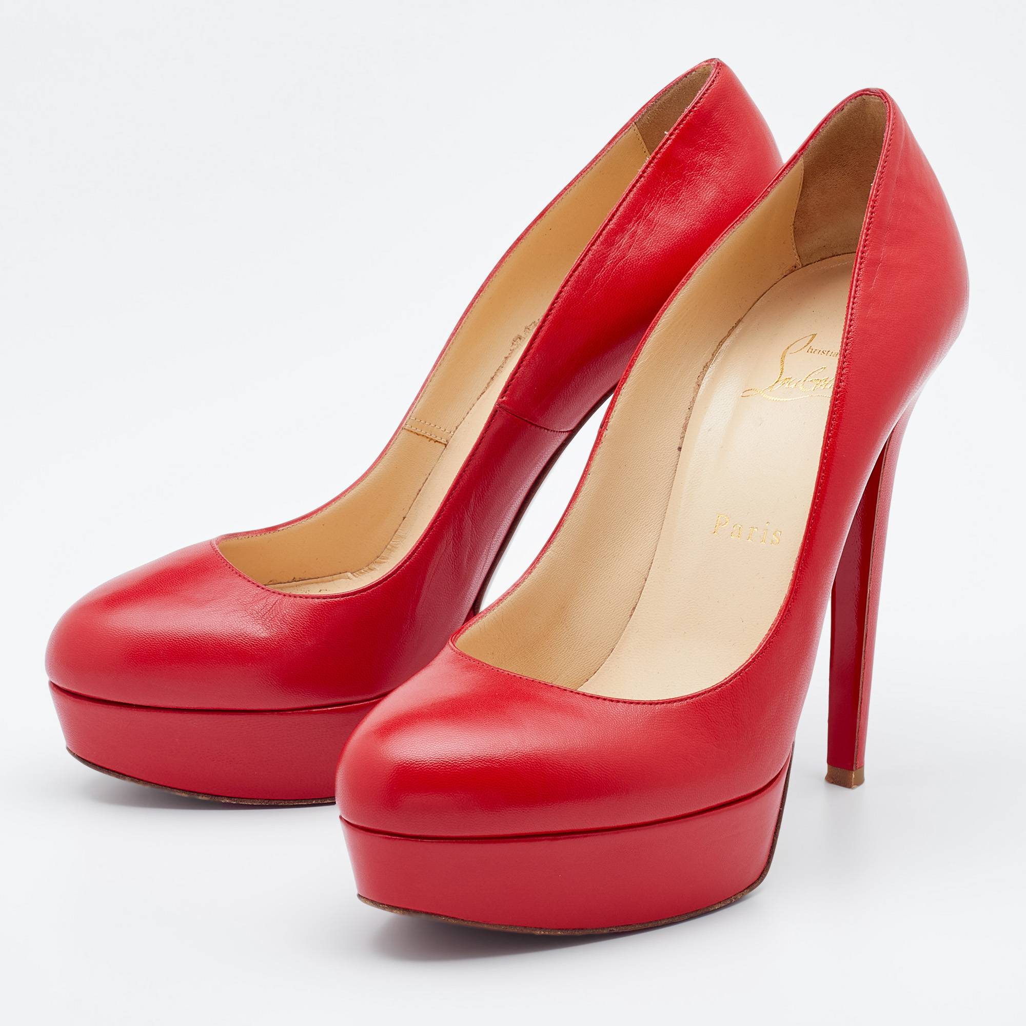 

Christian Louboutin Red Leather Bianca Platform Pumps Size