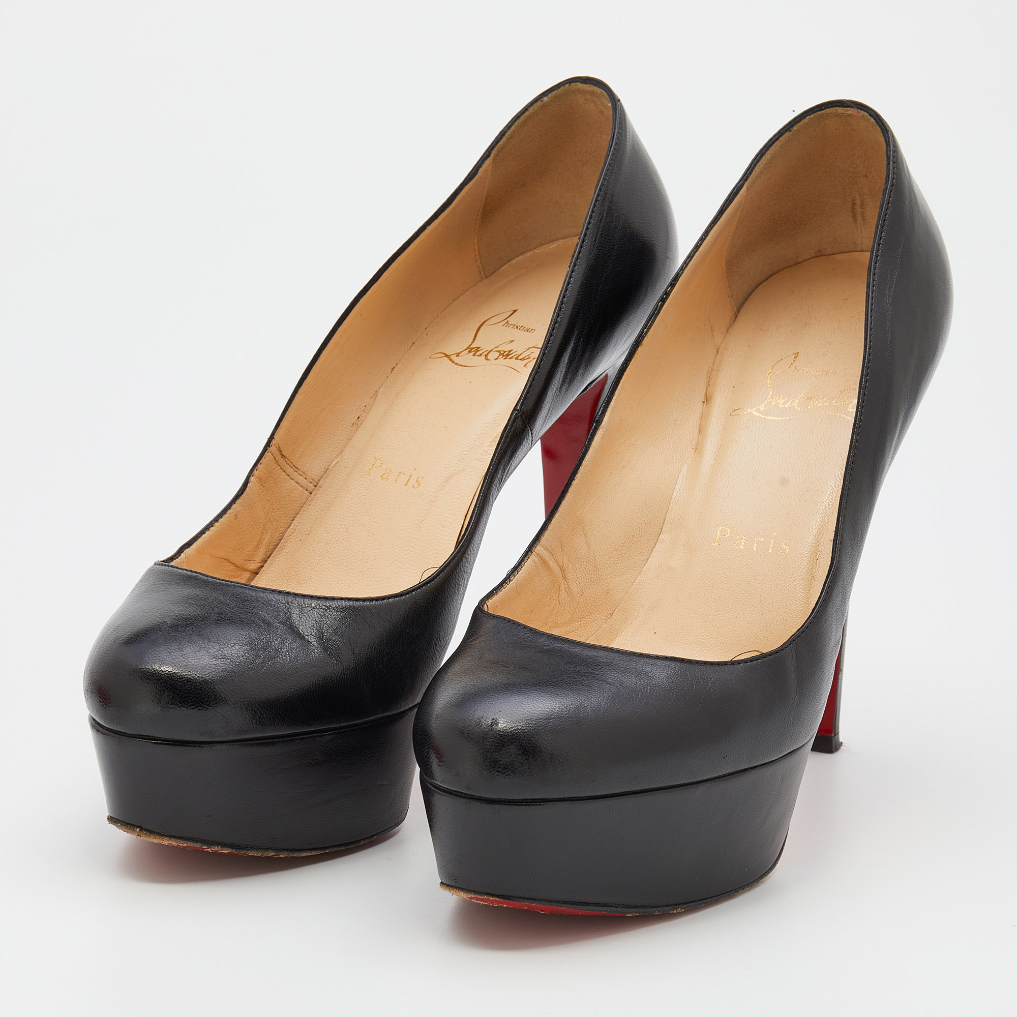 

Christian Louboutin Black Leather Bianca Platform Pumps Size