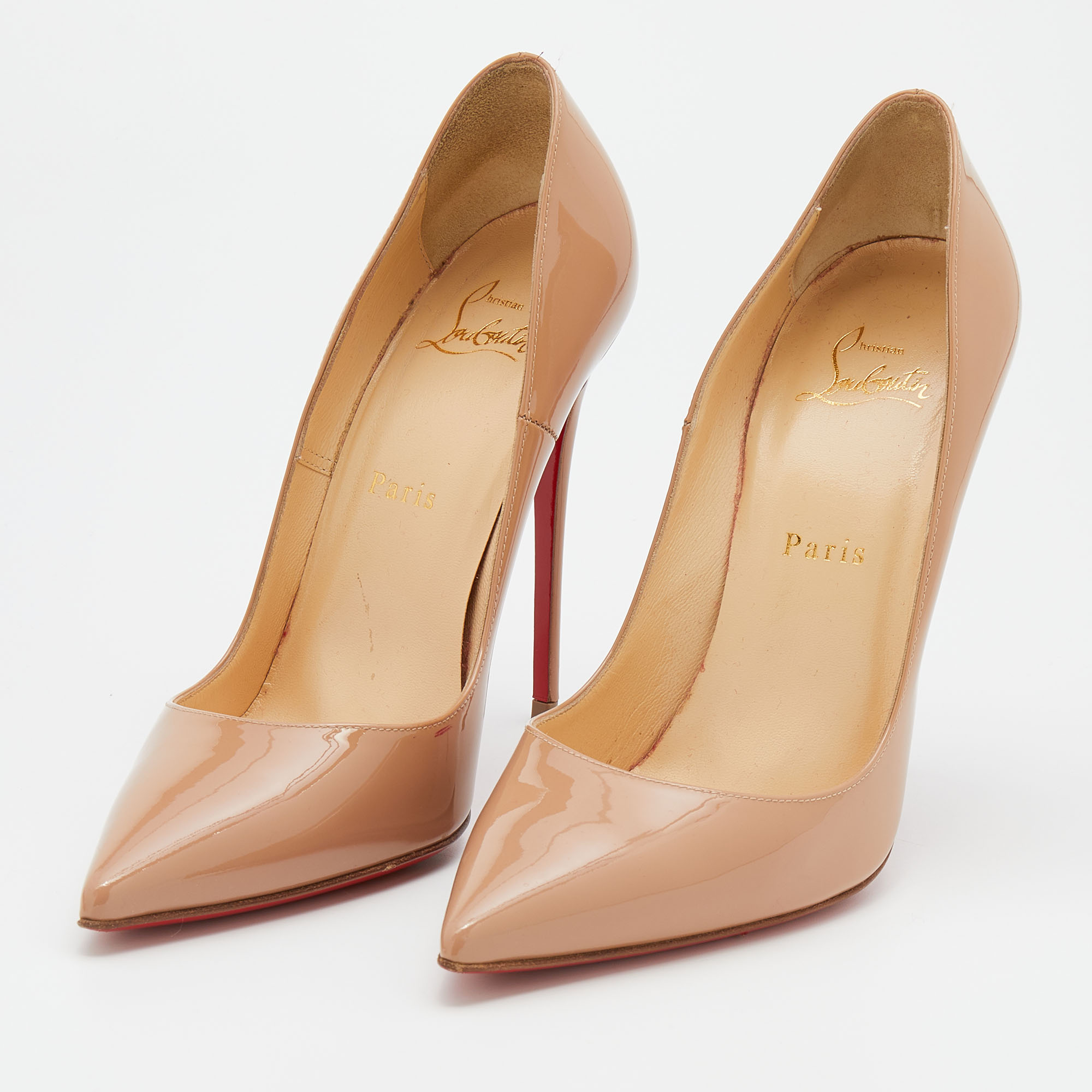 

Christian Louboutin Beige Patent Leather So Kate Pumps Size