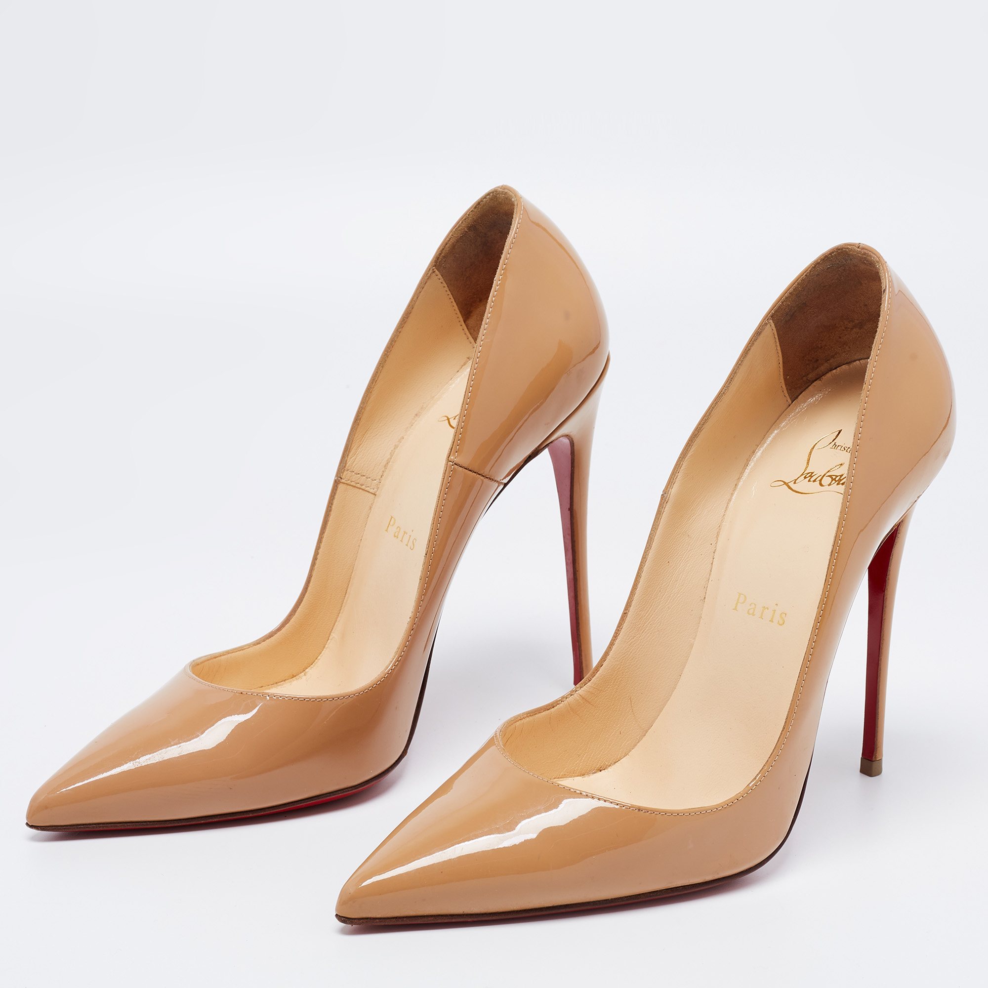 

Christian Louboutin Beige Patent Pigalle Pumps Size