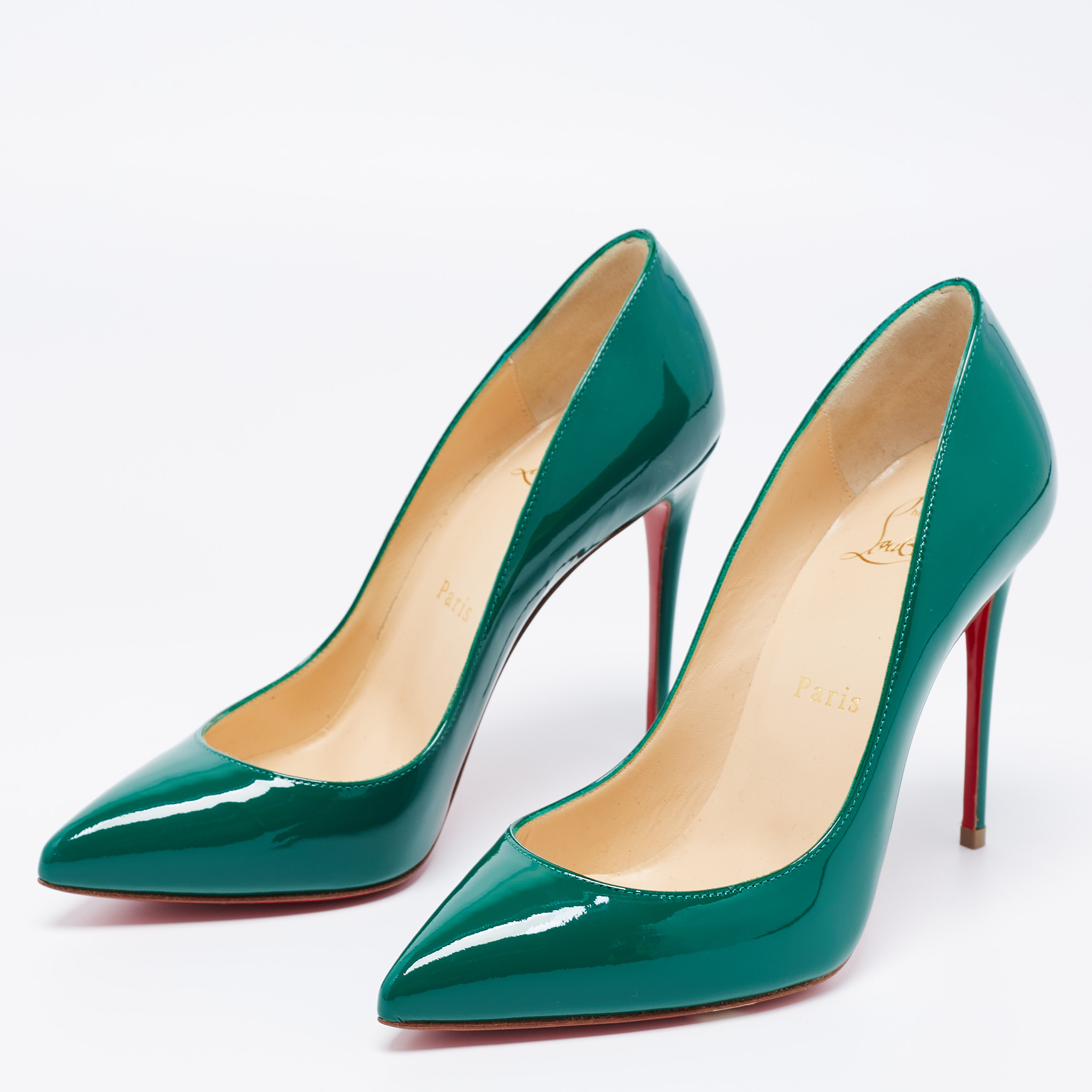 

Christian Louboutin Green Patent Leather Pigalle Follies Pumps Size