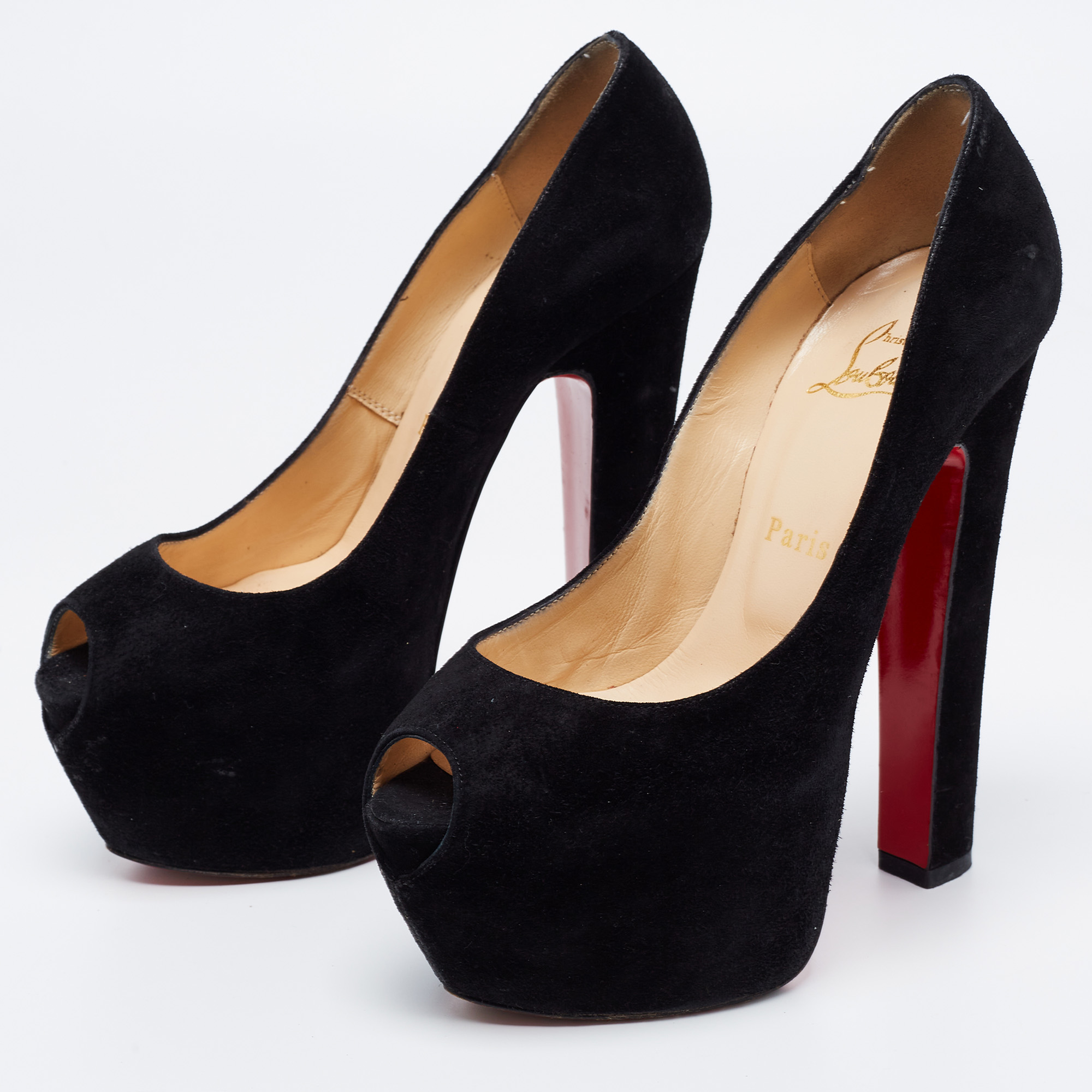 

Christian Louboutin Black Suede Shameless Platform Pumps Size