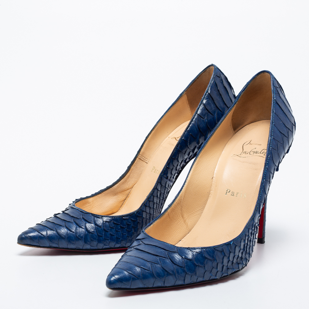 

Christian Louboutin Blue Python Leather So Kate Pumps Size