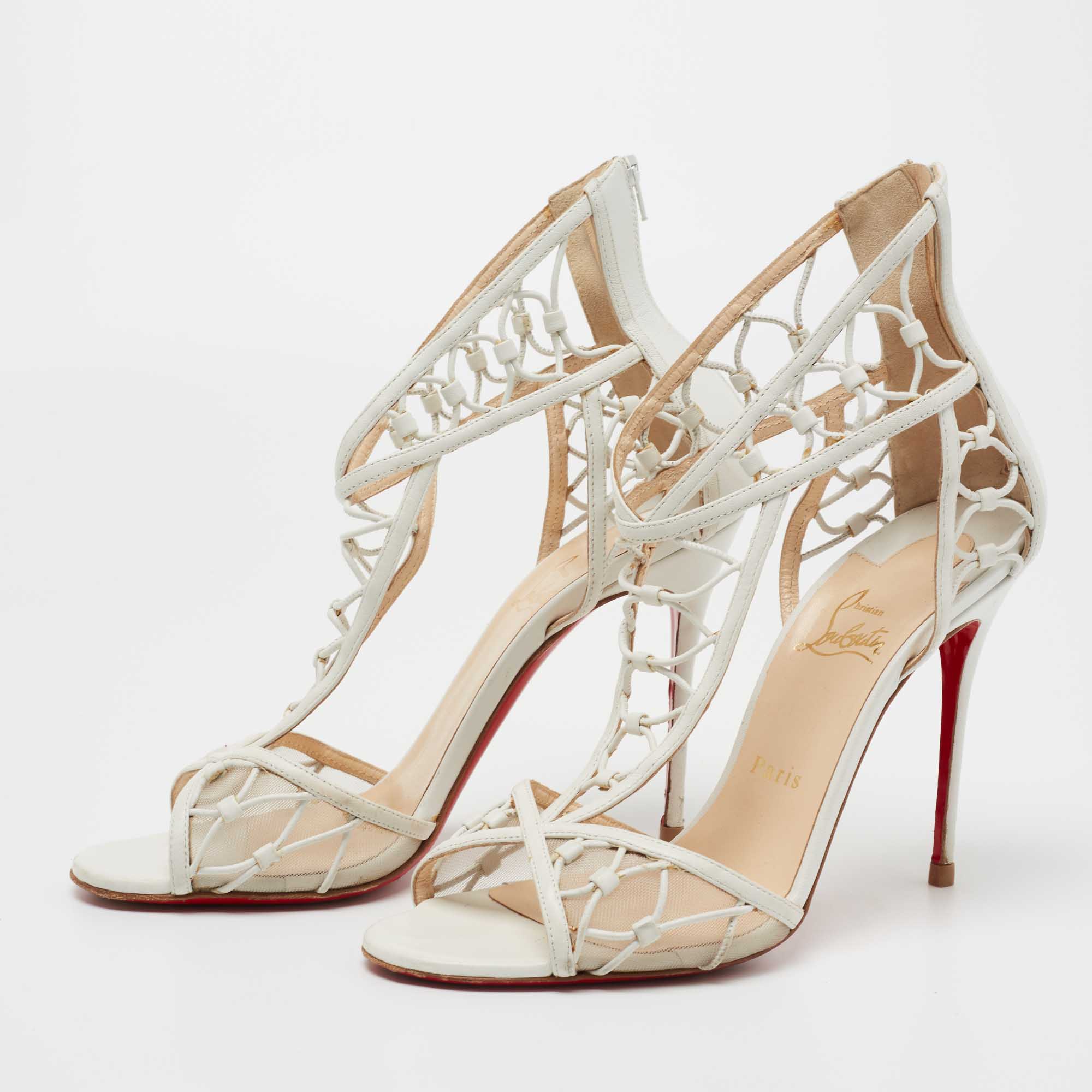 

Christian Louboutin White Mesh and Leather Martha Lattice Sandals Size