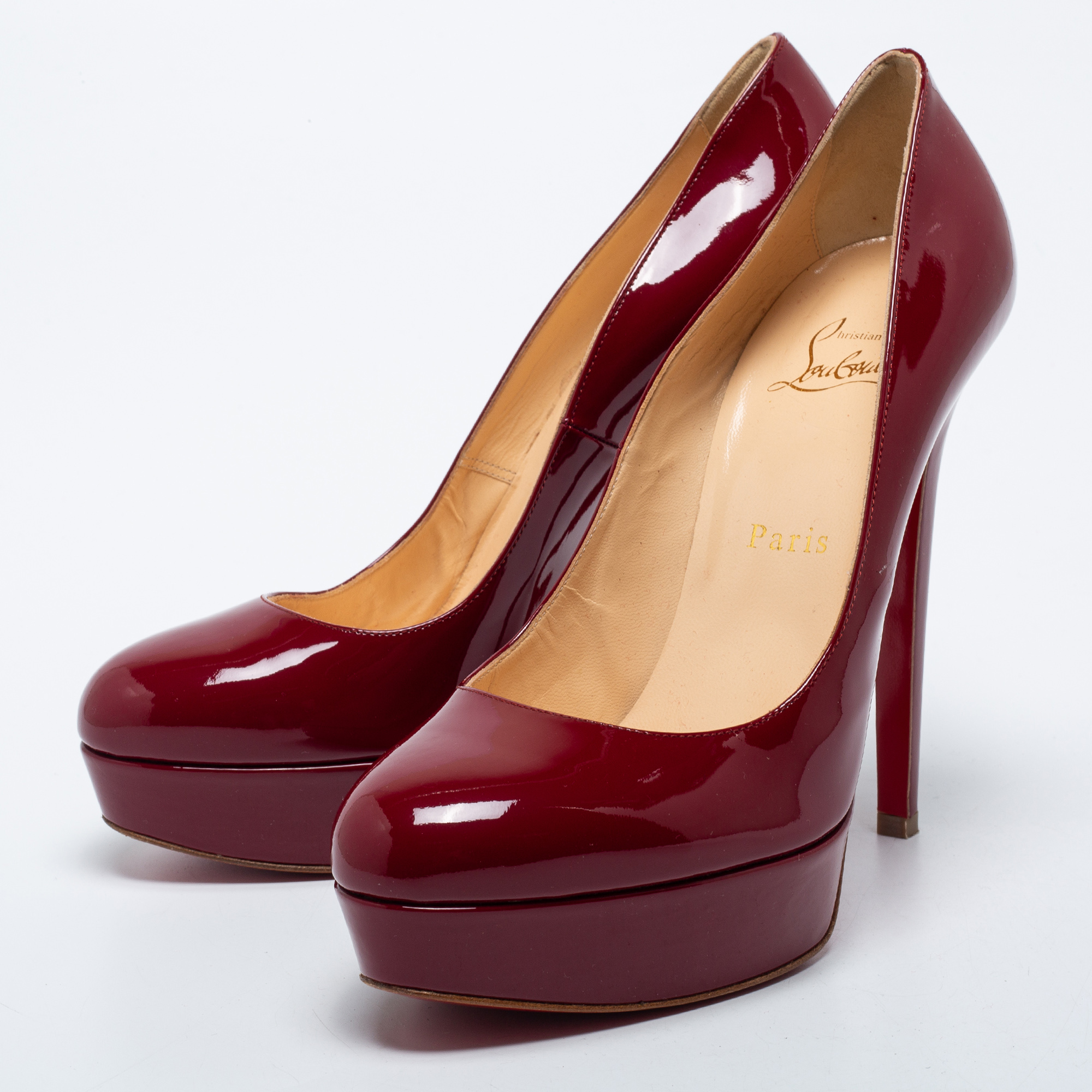 

Christian Louboutin Burgundy Patent Leather Bianca Pumps Size
