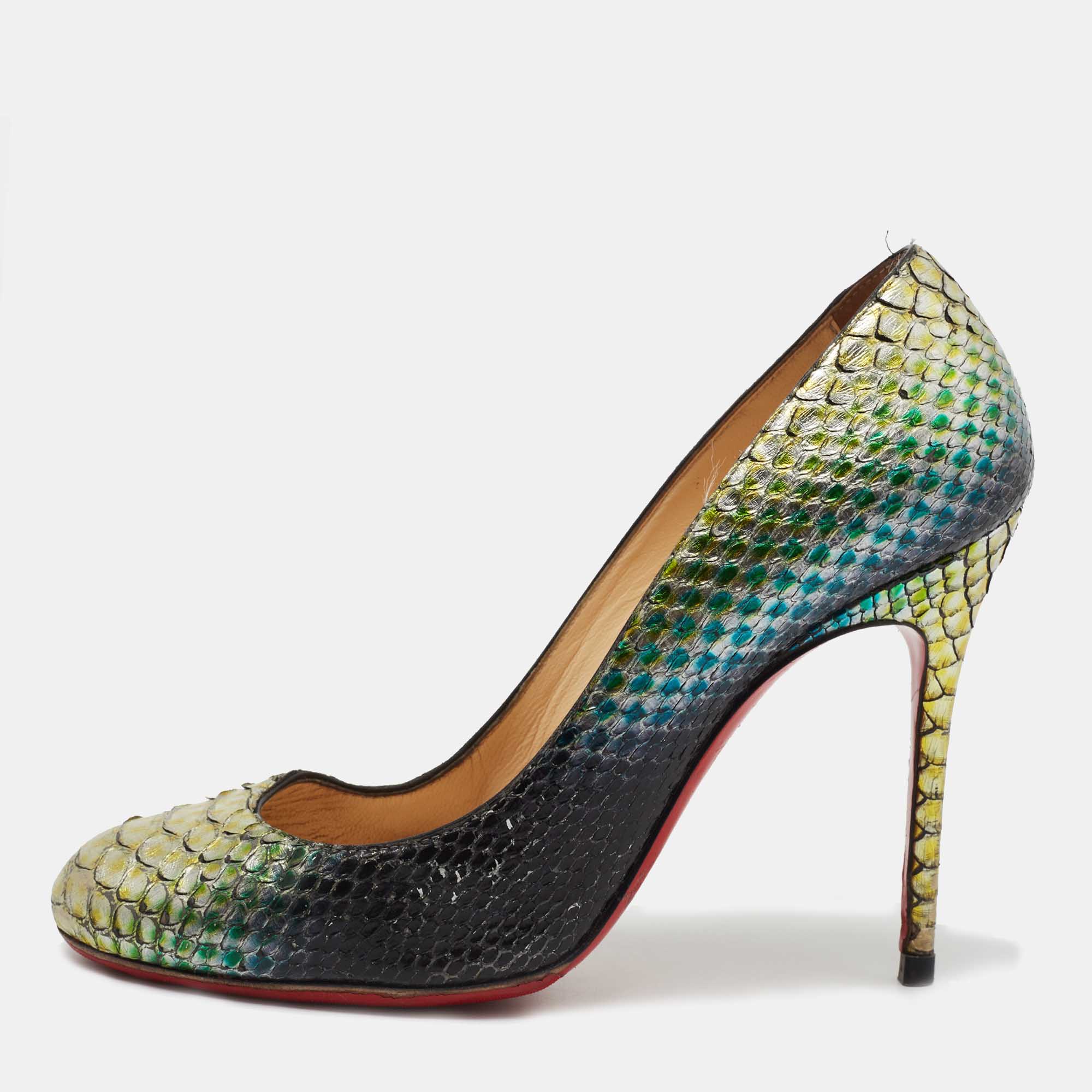 Pre-owned Christian Louboutin Multicolor Python Leather Fifi Pumps Size 37