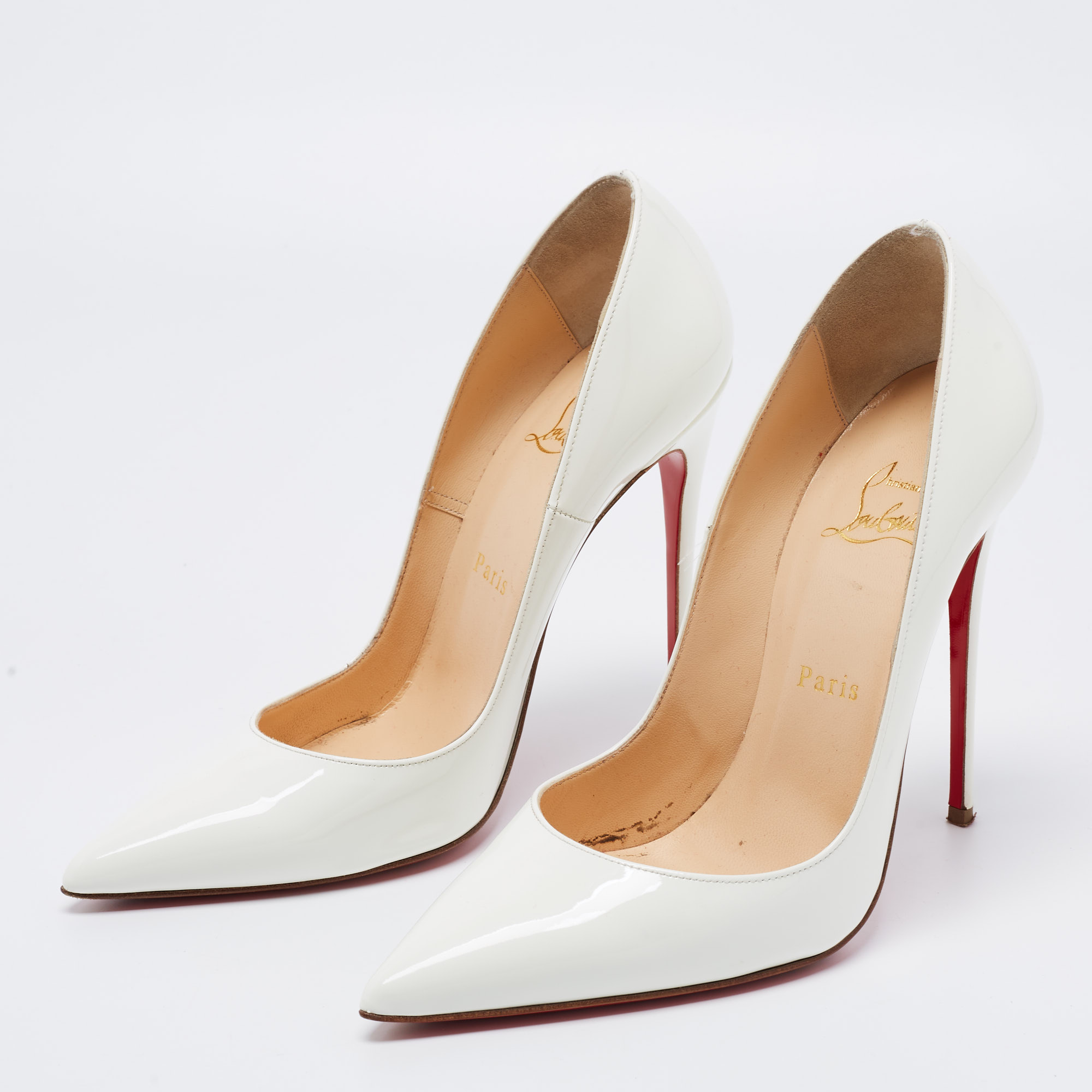 

Christian Louboutin White Patent Leather Pigalle Pumps Size