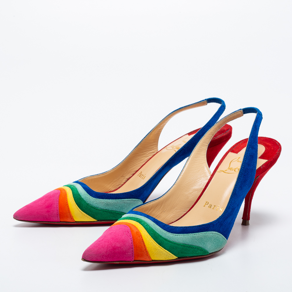 

Christian Louboutin Multicolor Suede Degradama Slingback Pumps Size