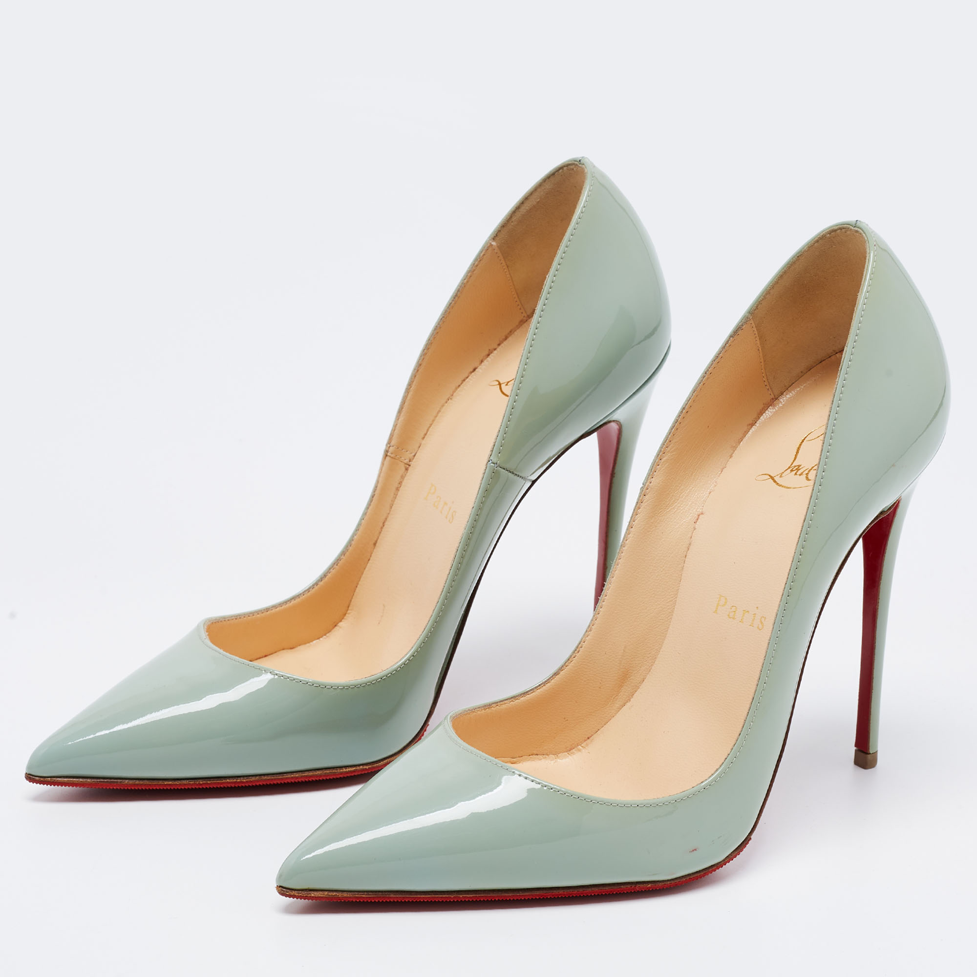 

Christian Louboutin Green Patent Leather So Kate Pumps Size, Grey