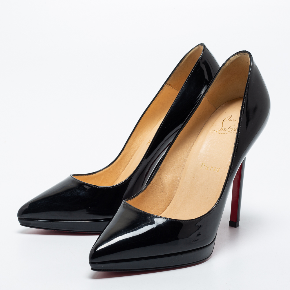 

Christian Louboutin Black Patent Leather Pigalle Plato Platform Pumps Size