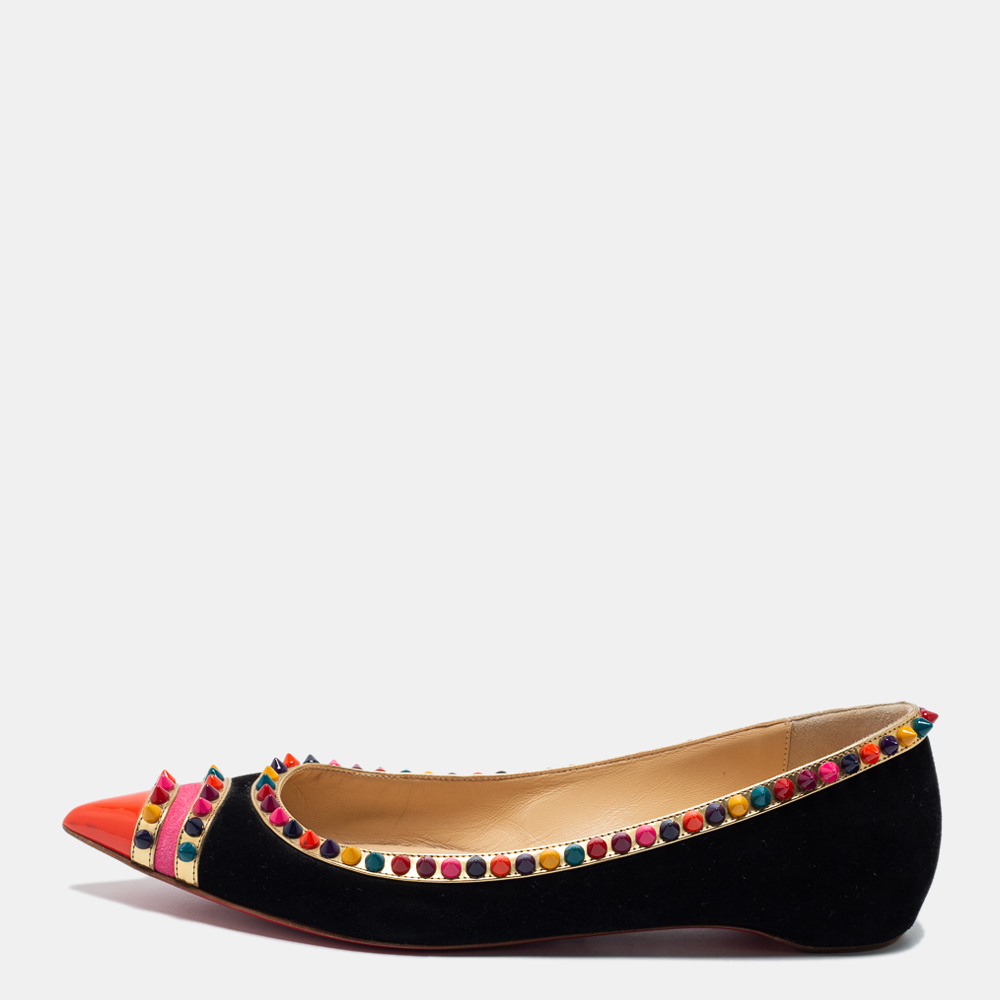 

Christian Louboutin Tricolor Suede and Leather Malabar Hill Ballet Flats Size, Black