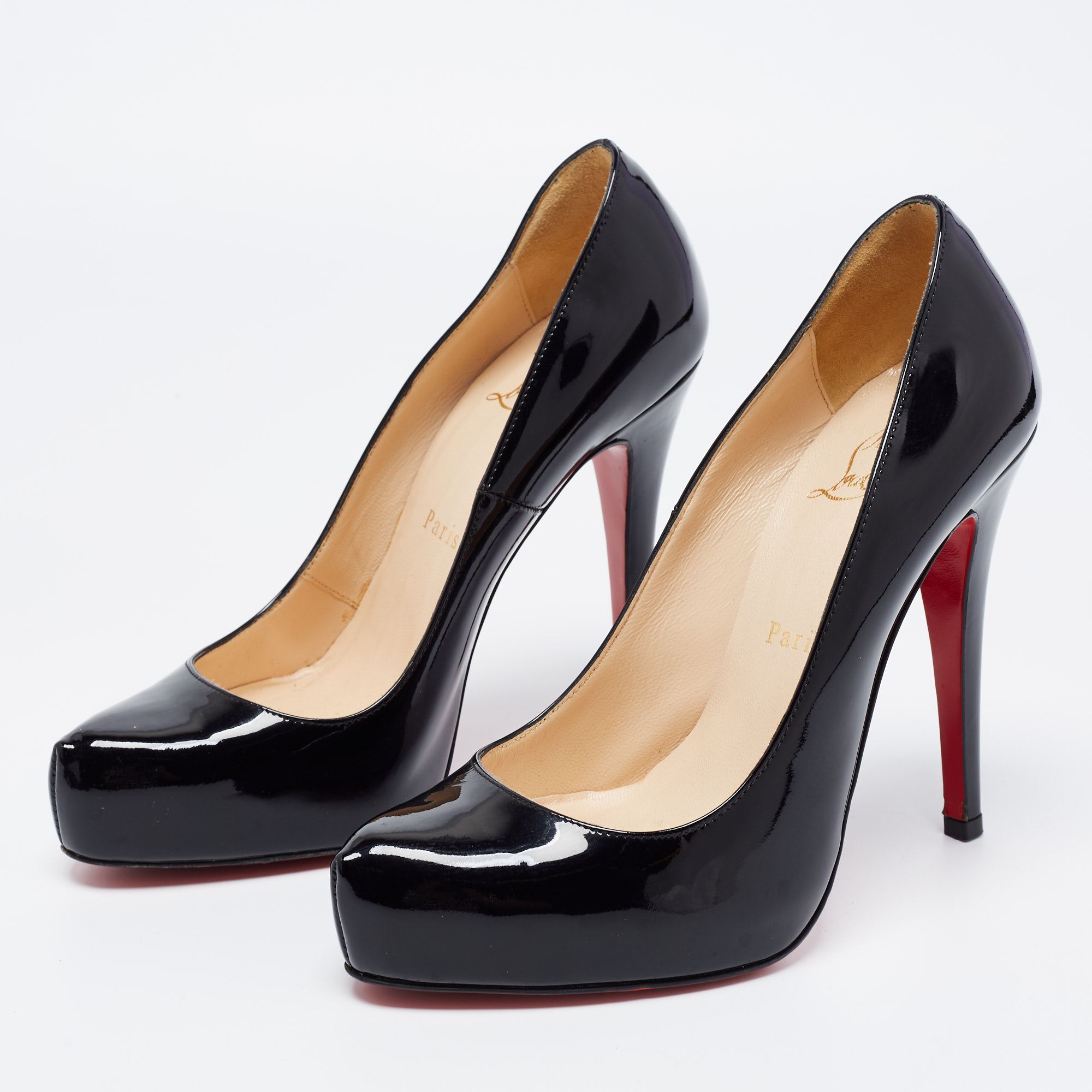 

Christian Louboutin Black Patent Leather Rolando Pumps Size