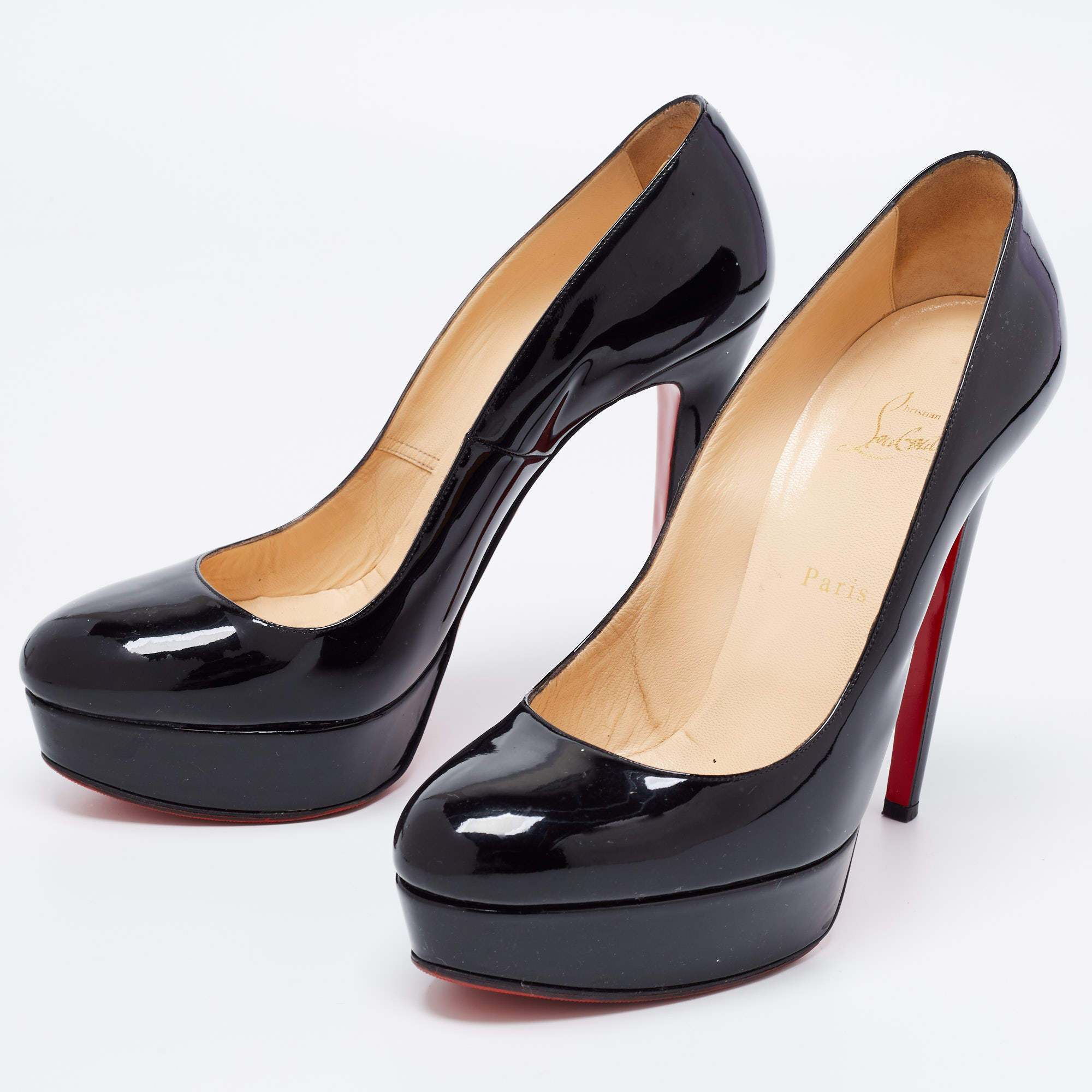 

Christian Louboutin Black Patent Leather Bianca Platform Pumps Size