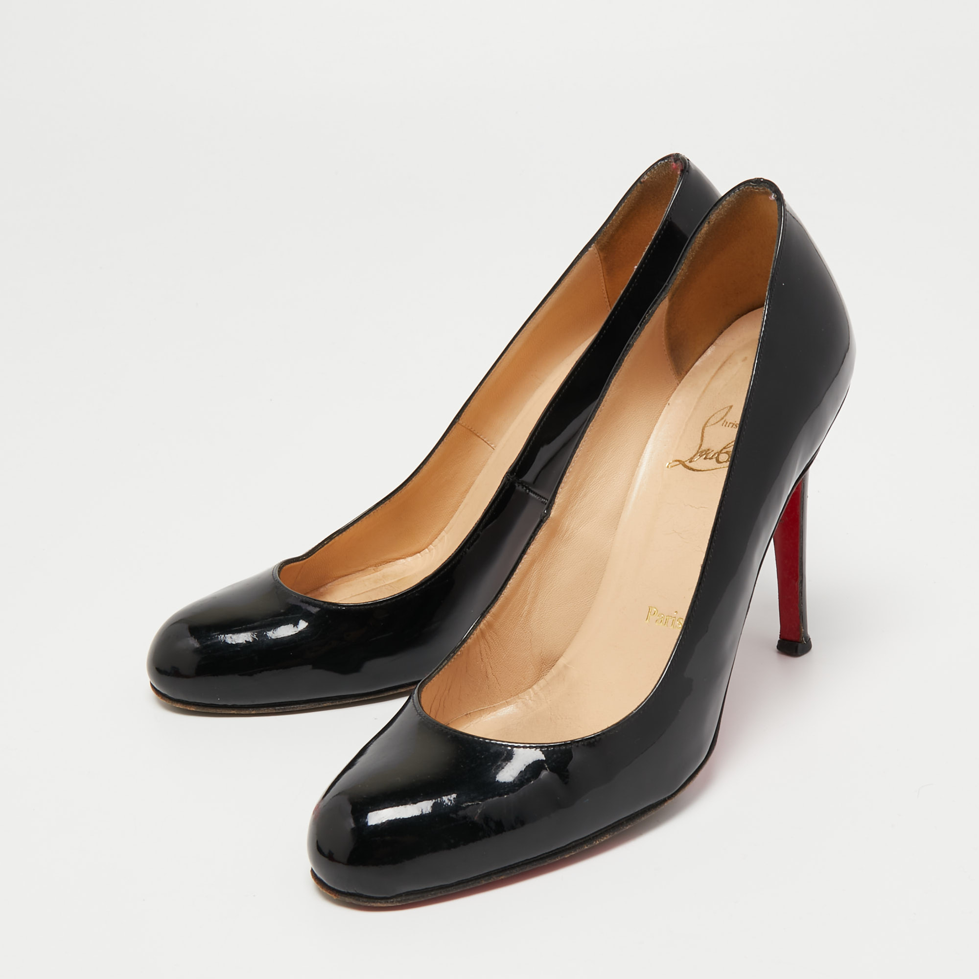 

Christian Louboutin Black Patent Leather Simple Platform Pumps Size