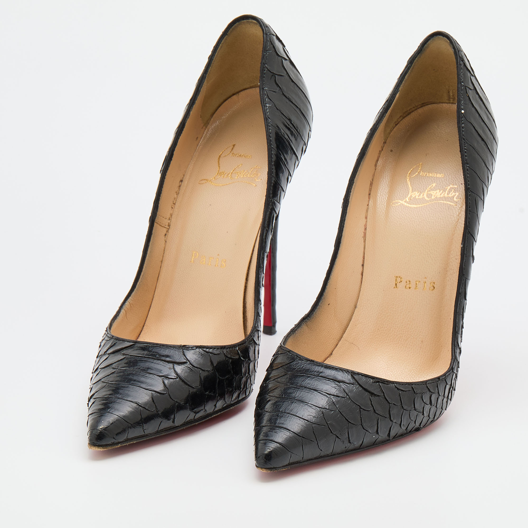 

Christian Louboutin Black Python So Kate Pumps Size