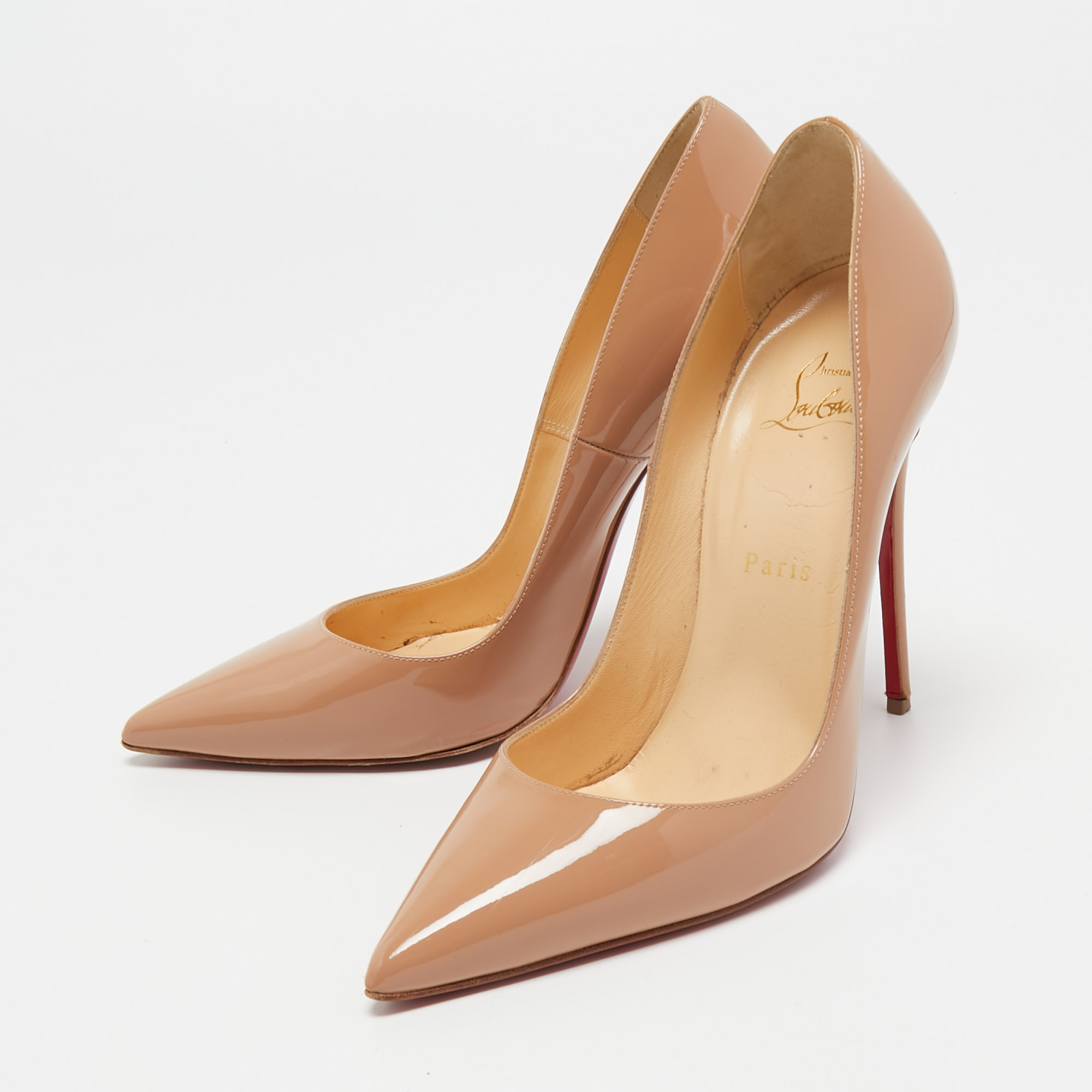 

Christian Louboutin Beige Patent Leather So Kate Pumps Size