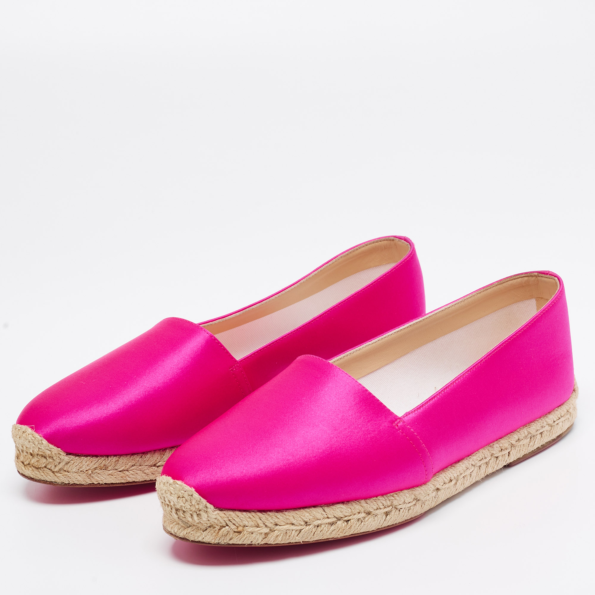 

Christian Louboutin Pink Satin Espachica Espadrilles Flats Size