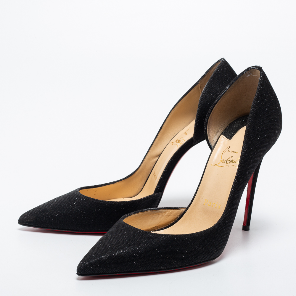 

Christian Louboutin Black Glitter Iriza Pumps Size